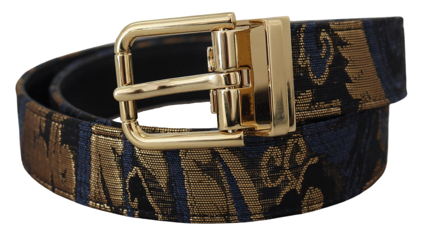 Dolce & Gabbana Multicolor Jacquard Leather Logo Buckle Belt - Arichezz.store