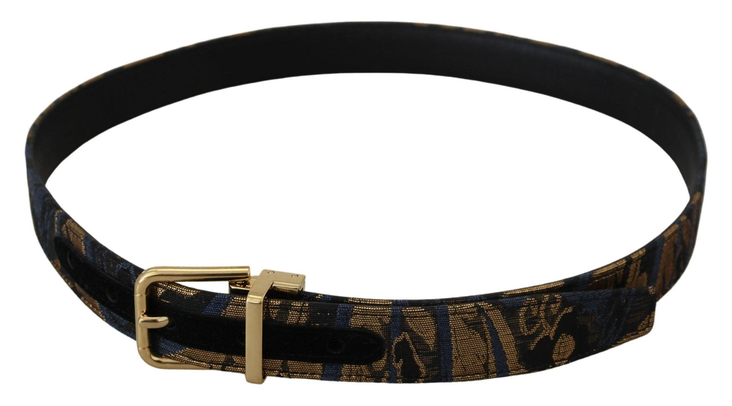 Dolce & Gabbana Multicolor Jacquard Leather Logo Buckle Belt - Arichezz.store