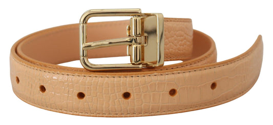 Dolce & Gabbana Beige Exotic Leather Gold Metal Buckle Belt - Arichezz.store