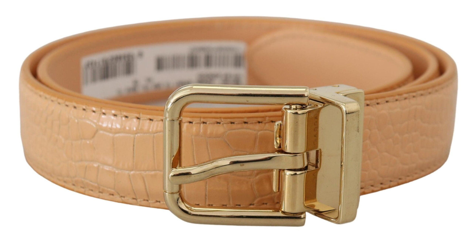 Dolce & Gabbana Beige Exotic Leather Gold Metal Buckle Belt - Arichezz.store