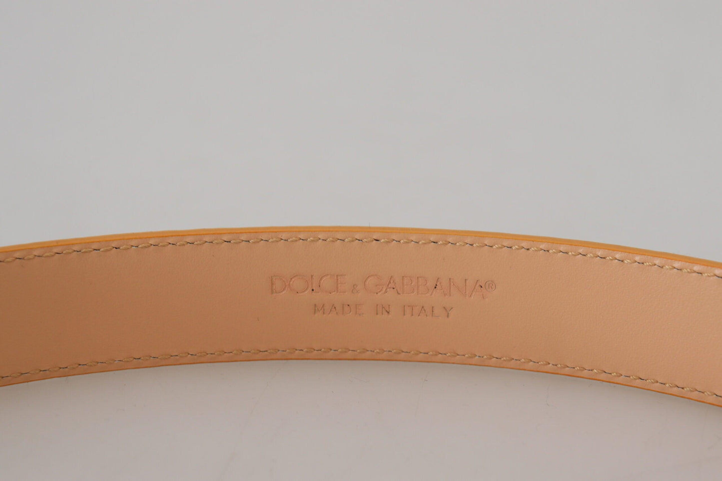 Dolce & Gabbana Beige Exotic Leather Gold Metal Buckle Belt - Arichezz.store