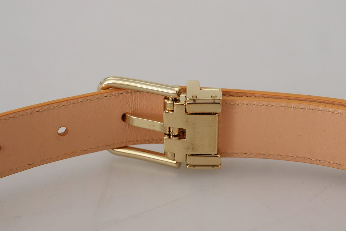 Dolce & Gabbana Beige Exotic Leather Gold Metal Buckle Belt - Arichezz.store