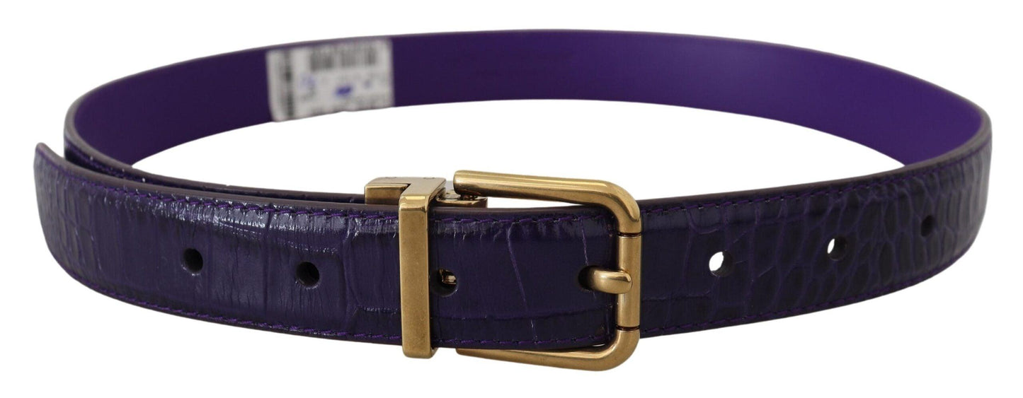 Dolce & Gabbana Purple Exotic Leather Gold Metal Buckle Belt - Arichezz.store