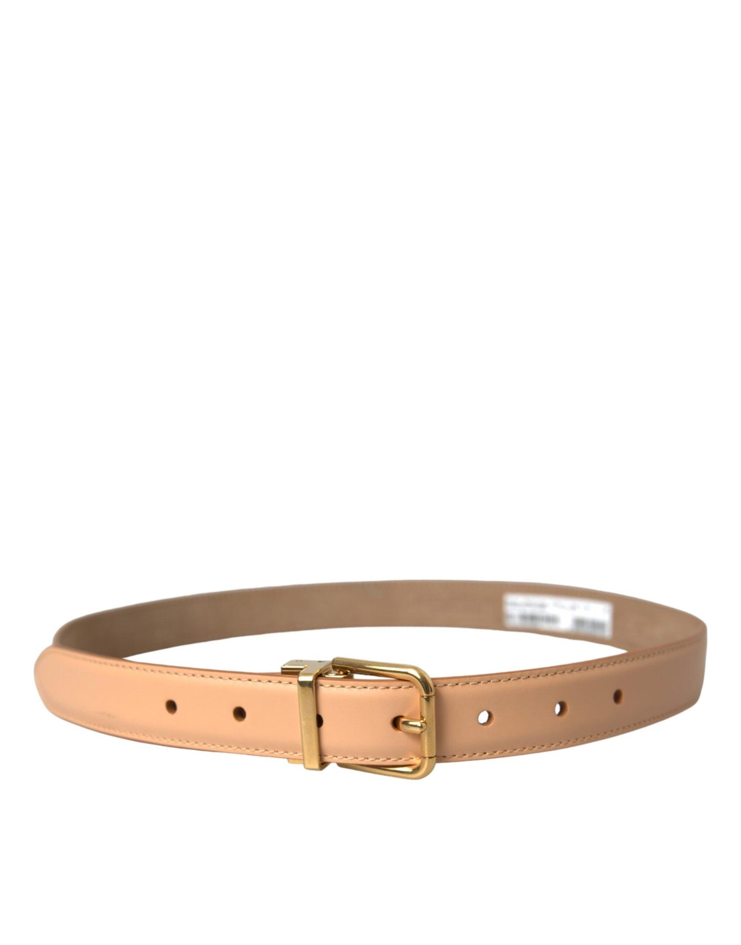 Dolce & Gabbana Beige Calfskin Leather Gold Metal Buckle Belt - Arichezz.store