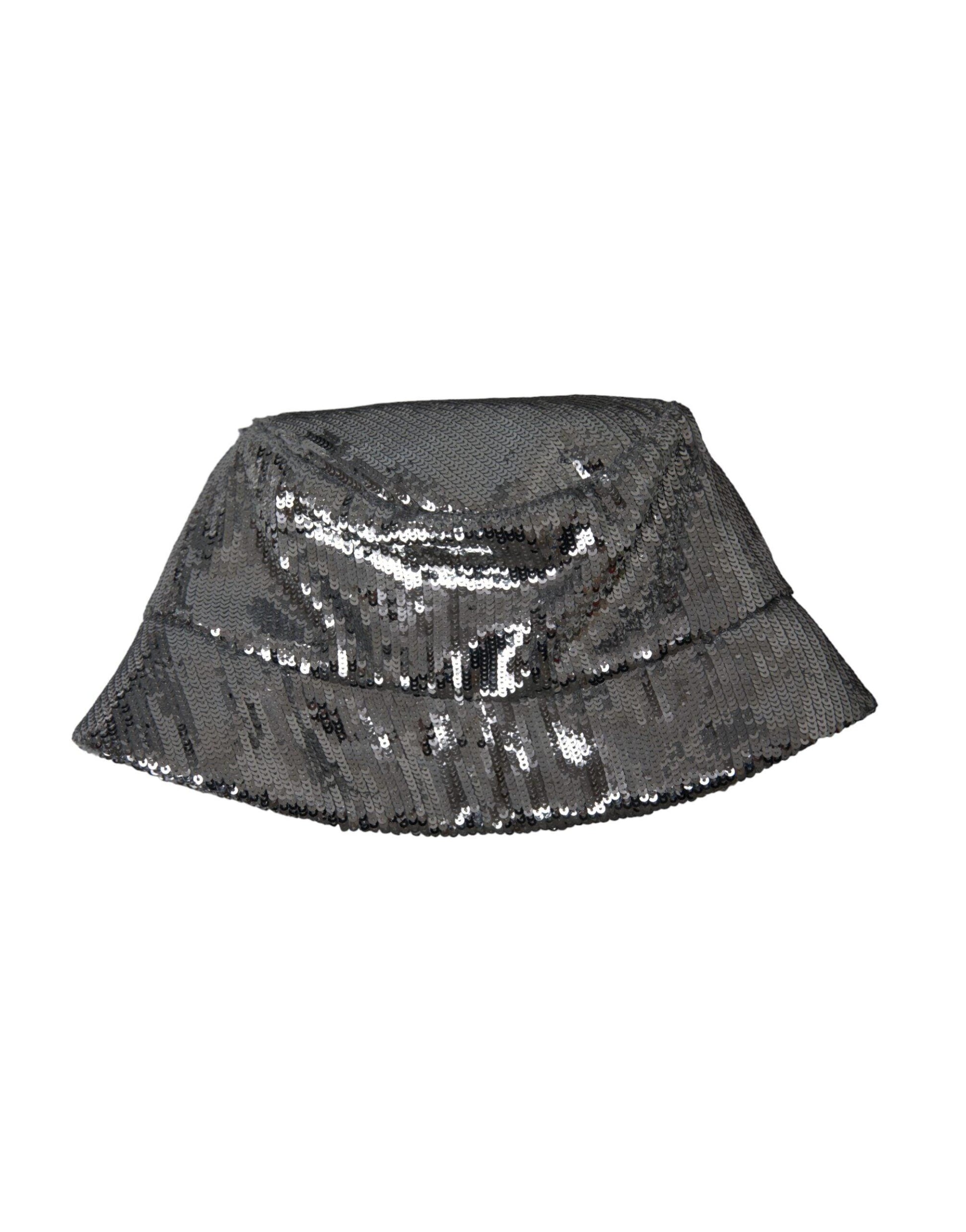 Dolce & Gabbana Silver Sequined Nylon Bucket Hat Men - Arichezz.store