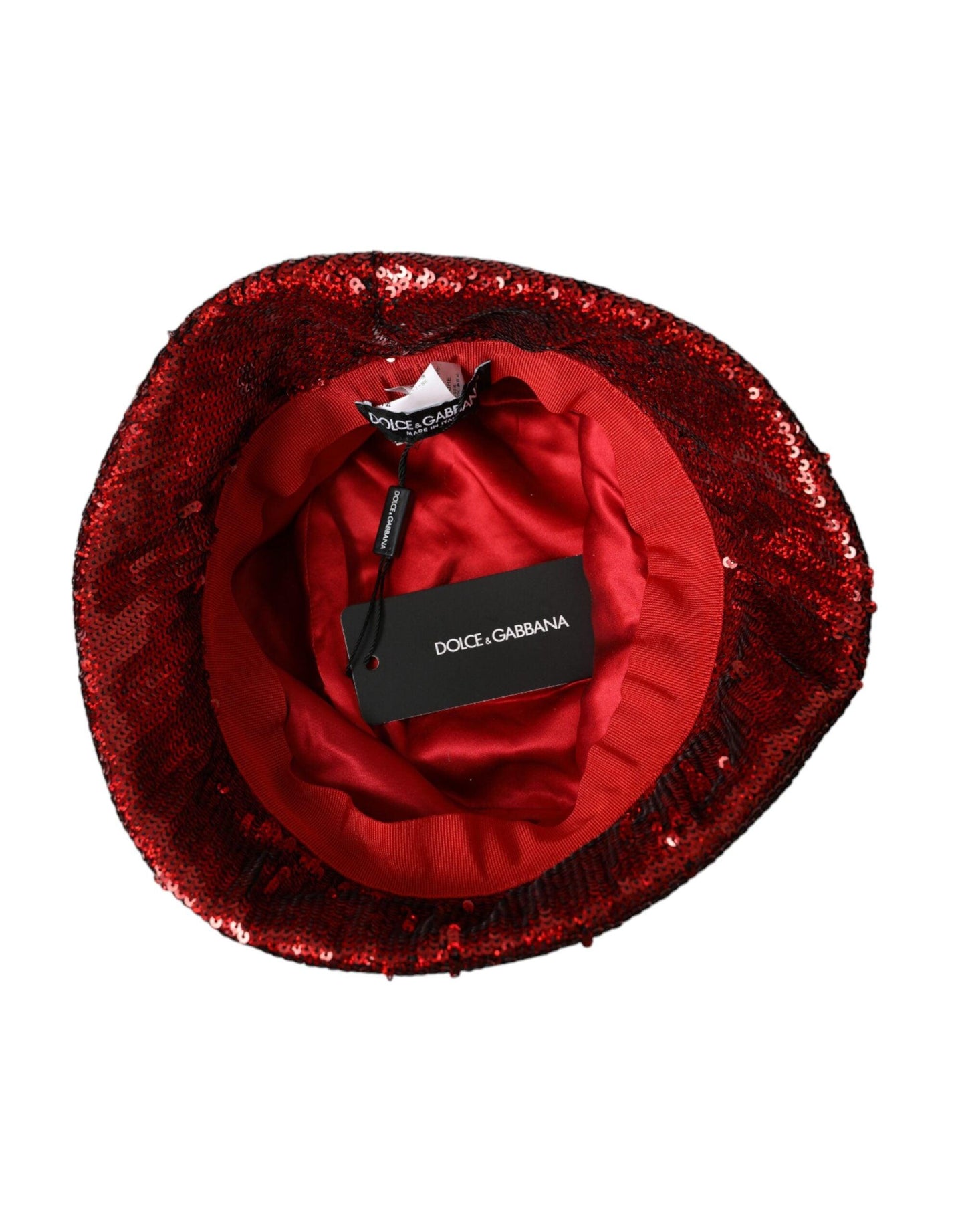 Dolce & Gabbana Red Sequined Nylon Bucket Hat Men - Arichezz.store