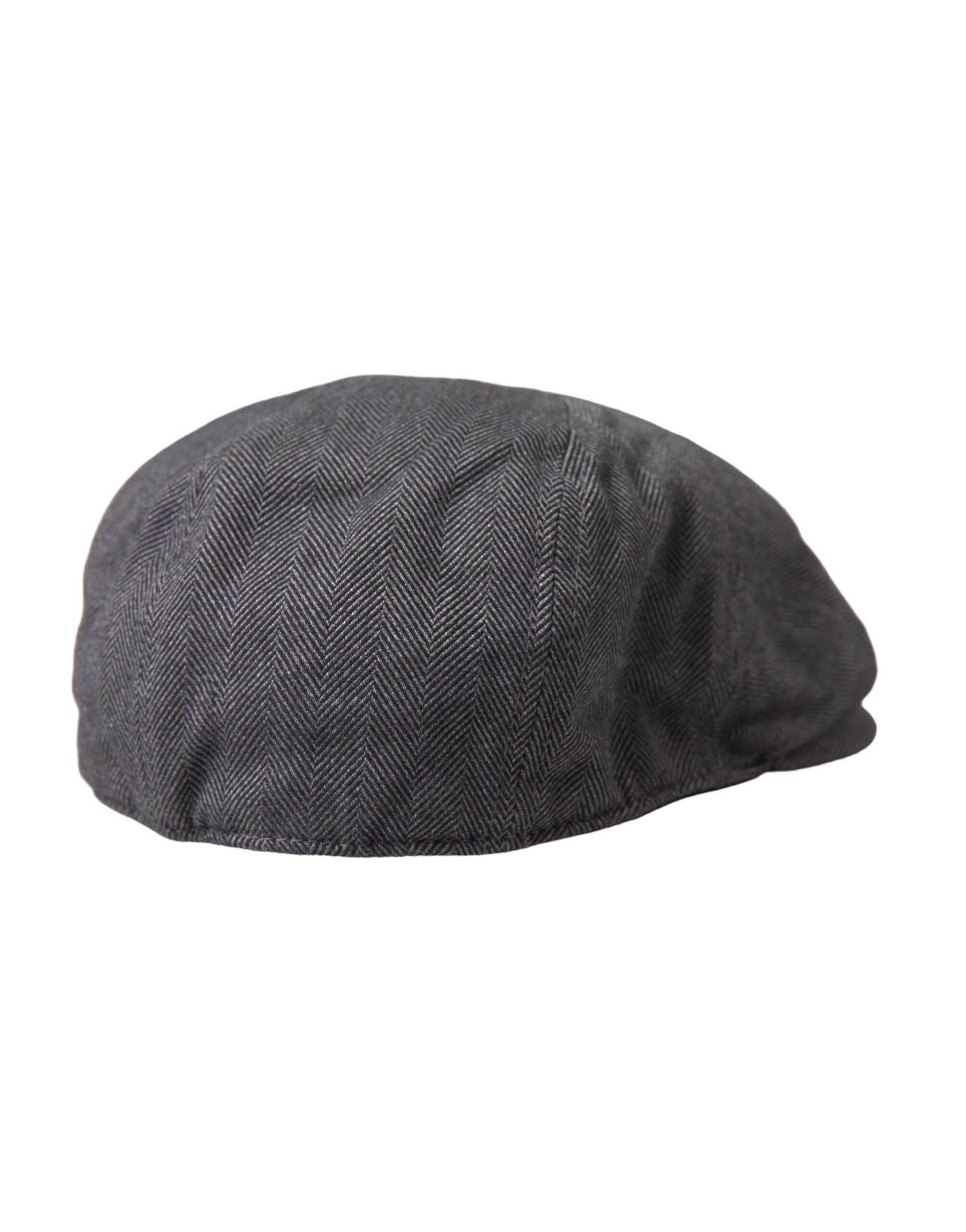 Dolce & Gabbana Gray Herringbone Crown Newsboy Hat Men - Arichezz.store