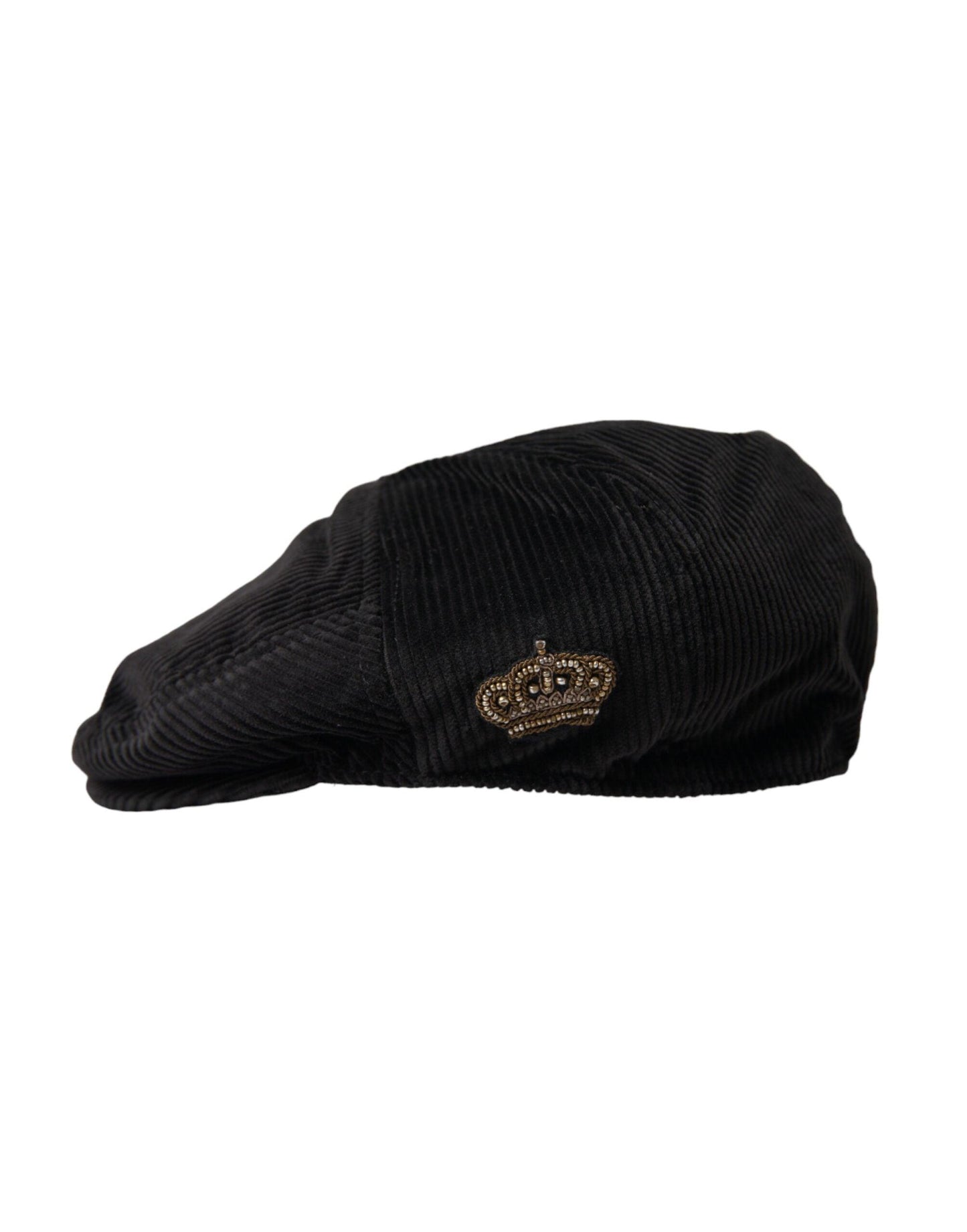 Dolce & Gabbana Black Corduroy Crown Newsboy Hat Men - Arichezz.store