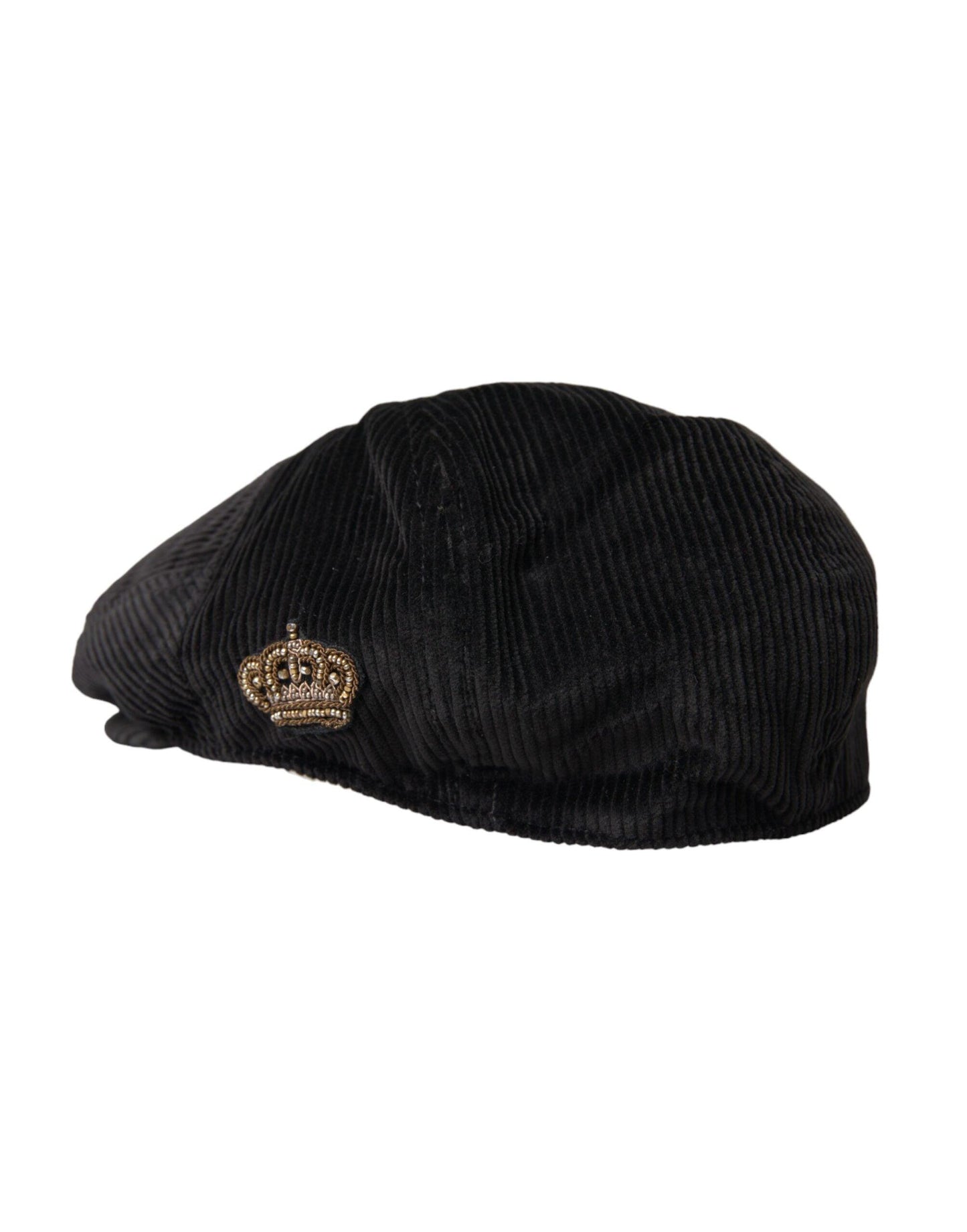 Dolce & Gabbana Black Corduroy Crown Newsboy Hat Men - Arichezz.store