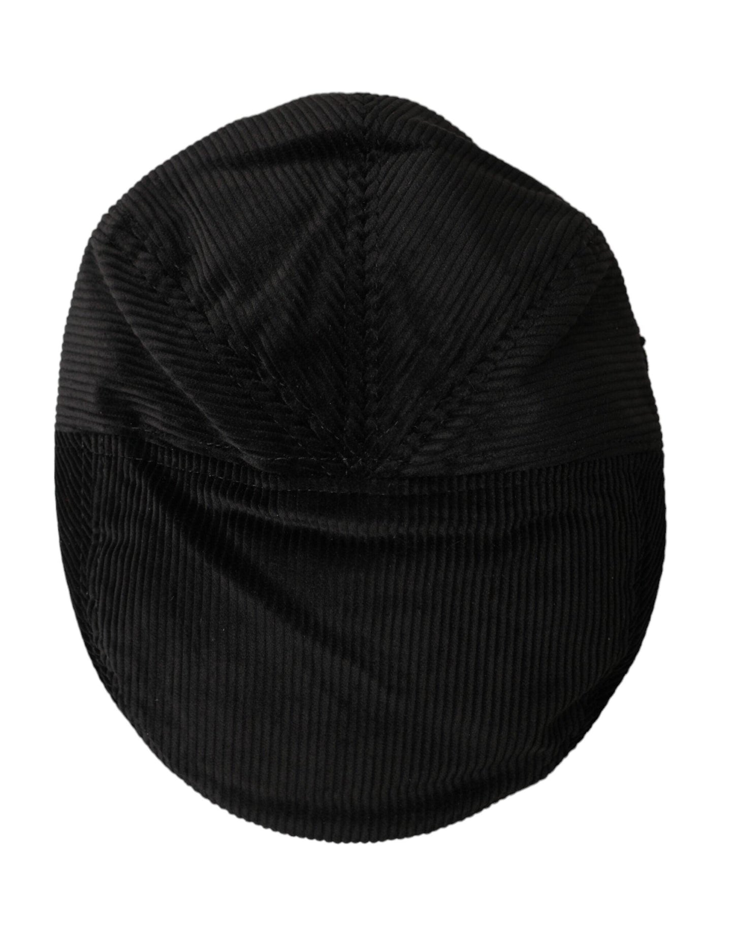 Dolce & Gabbana Black Corduroy Crown Newsboy Hat Men - Arichezz.store