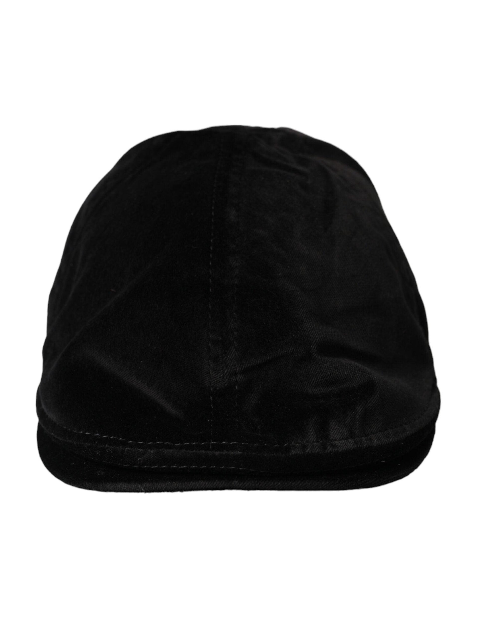 Dolce & Gabbana Black Crown Cotton Newsboy Hat Men - Arichezz.store