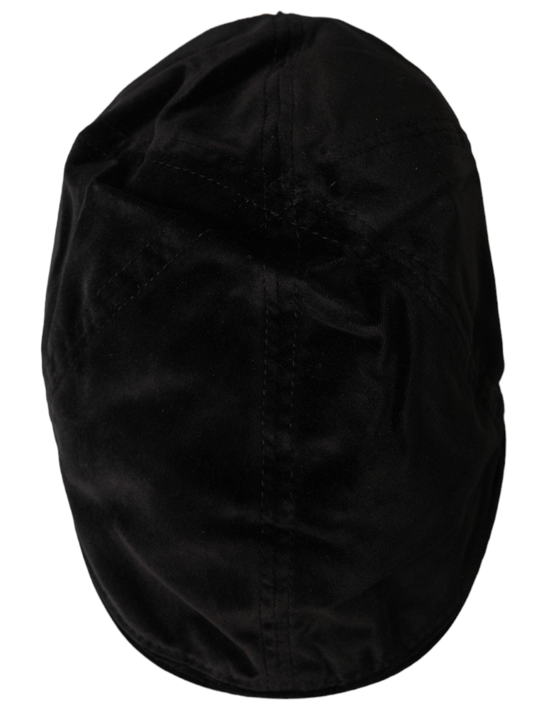 Dolce & Gabbana Black Crown Cotton Newsboy Hat Men - Arichezz.store