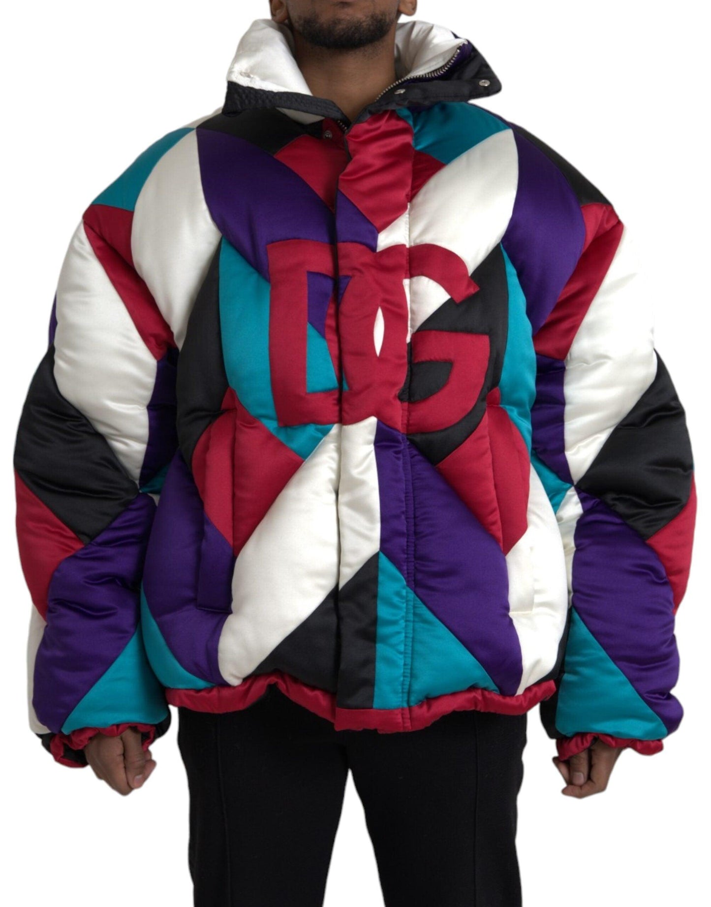 Dolce & Gabbana Multicolor Logo Windbreaker Puffer Jacket - Arichezz.store