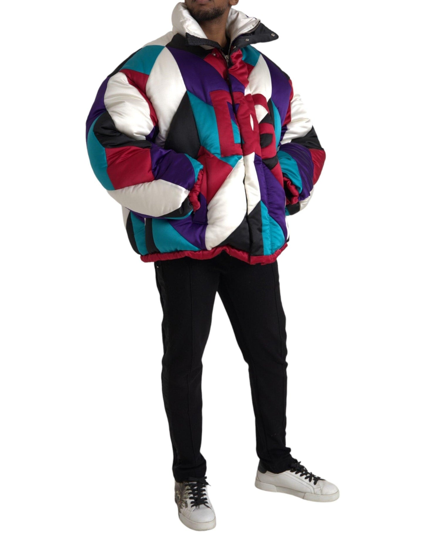 Dolce & Gabbana Multicolor Logo Windbreaker Puffer Jacket - Arichezz.store