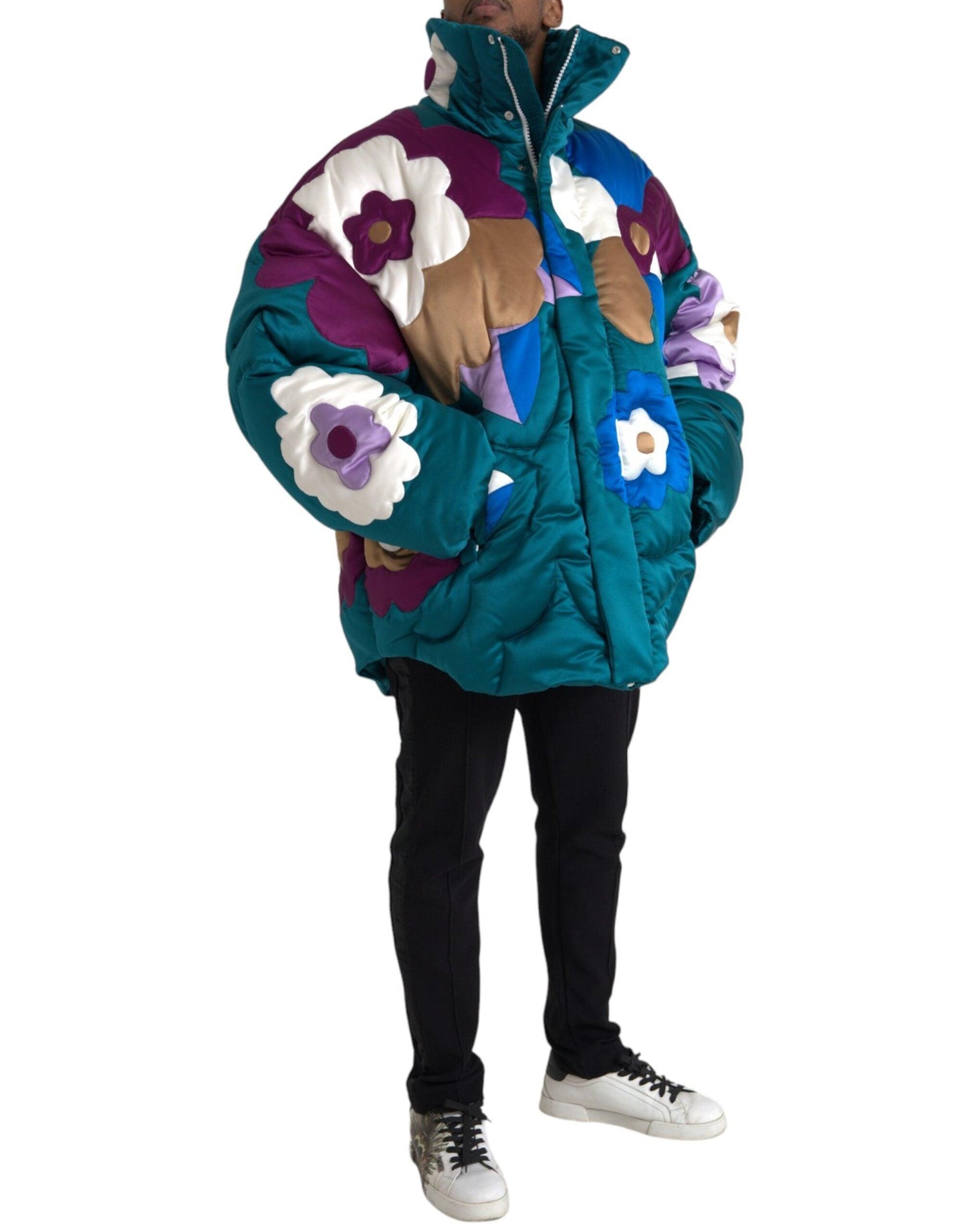 Dolce & Gabbana Multicolor Floral Windbreaker Puffer Jacket - Arichezz.store