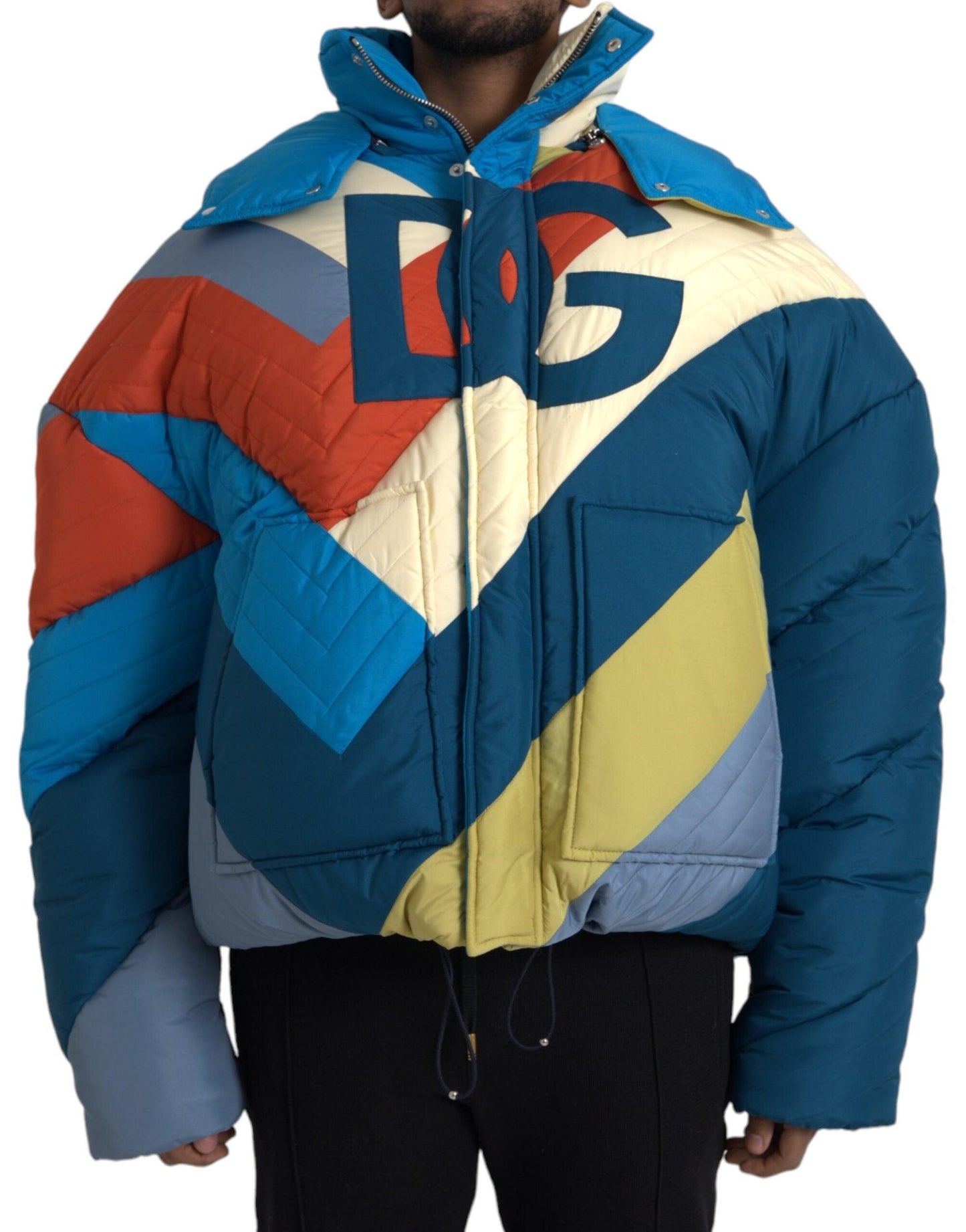 Dolce & Gabbana Multicolor Logo Windbreaker Puffer Jacket - Arichezz.store