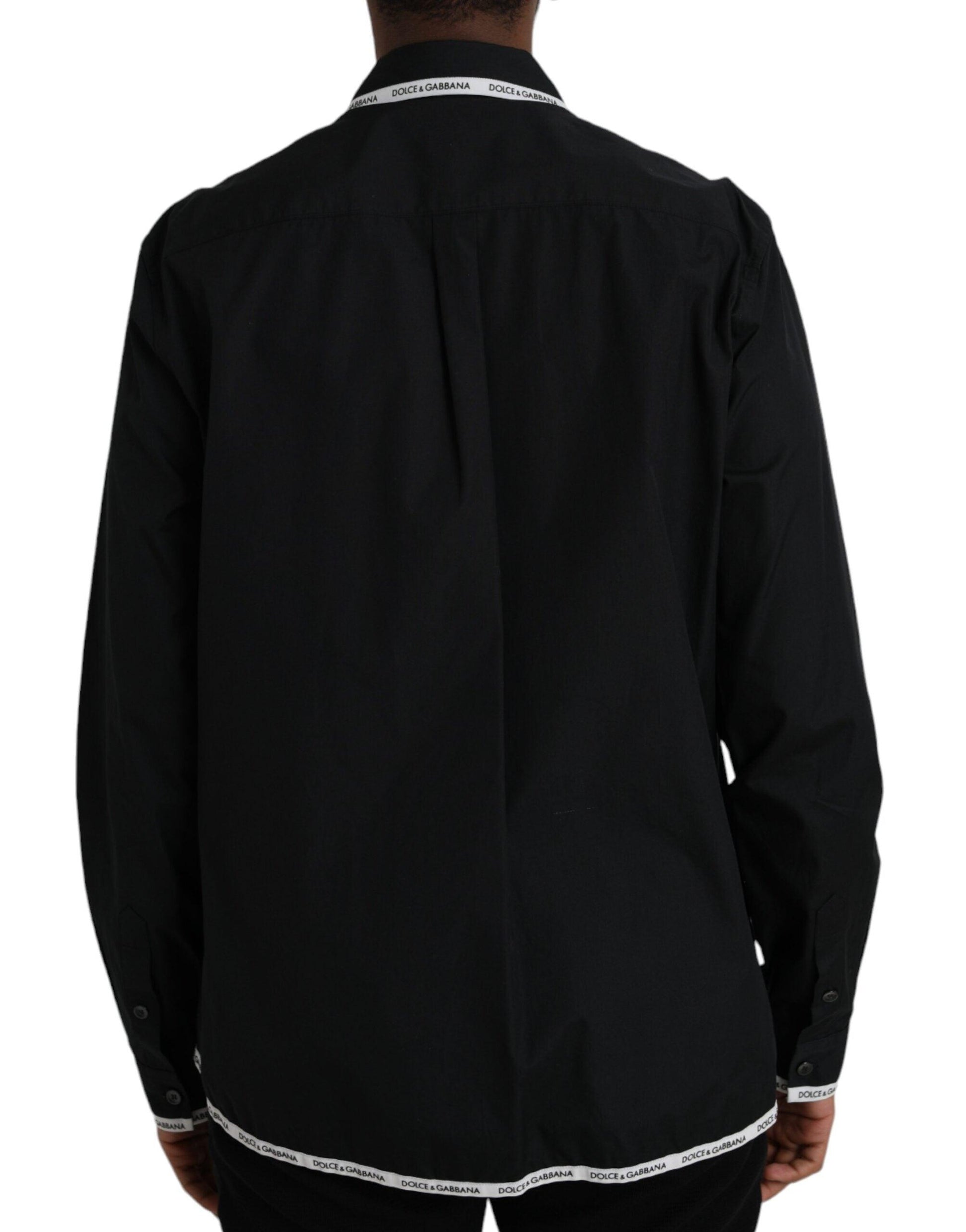 Dolce & Gabbana Black Collared Long Sleeve Cotton Casual Shirt - Arichezz.store