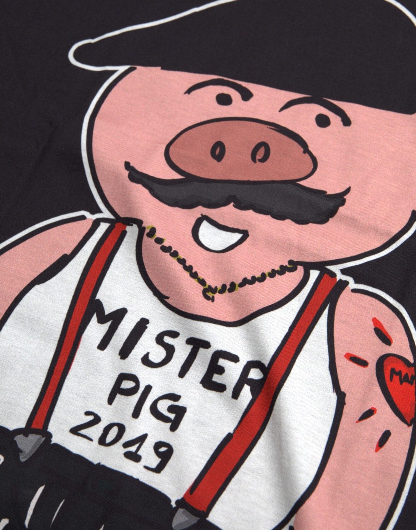 Dolce & Gabbana Black Cotton 2019 Year of the Pig T-shirt - Arichezz.store