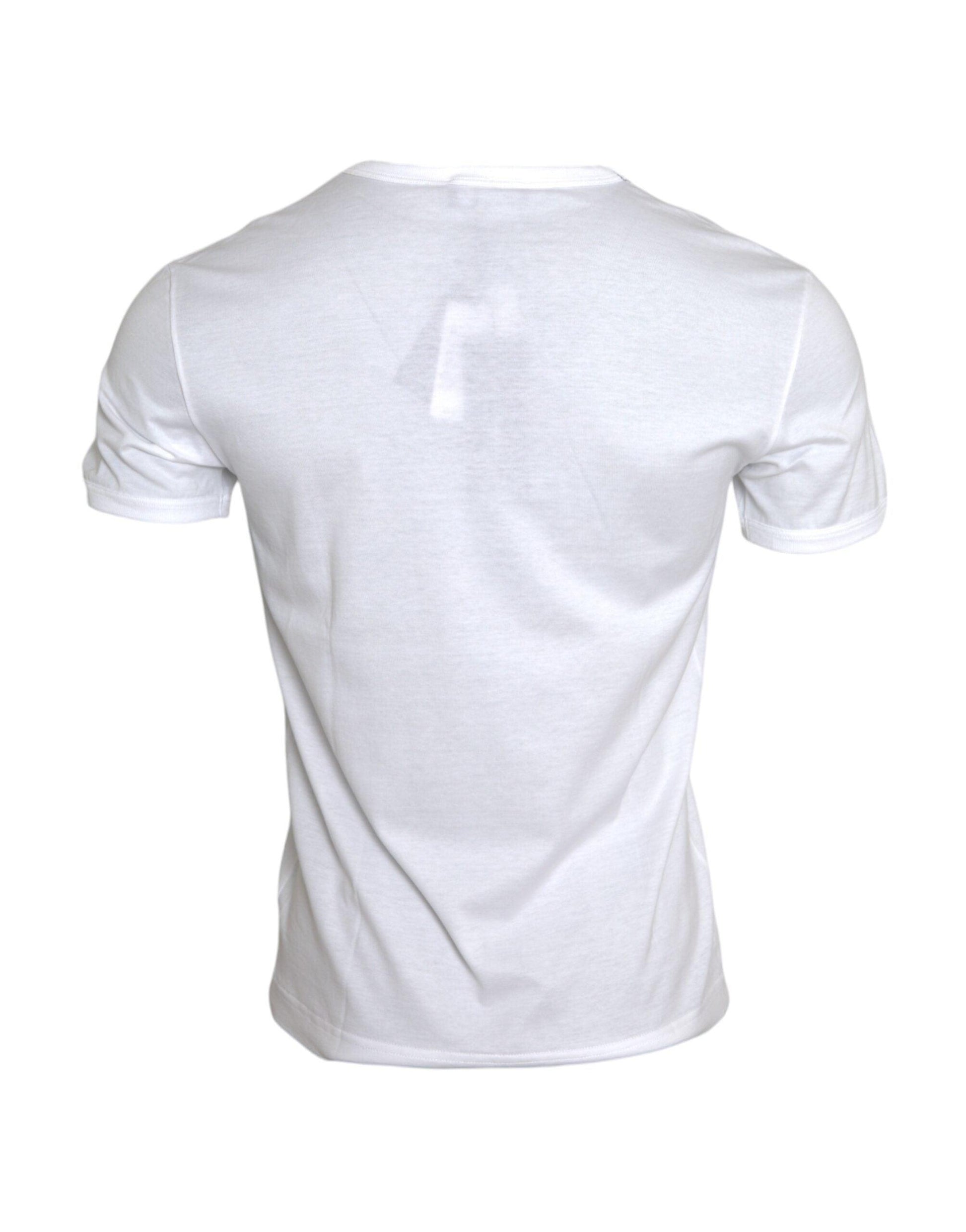 Dolce & Gabbana White Logo Embroidery Short Sleeve T-shirt - Arichezz.store