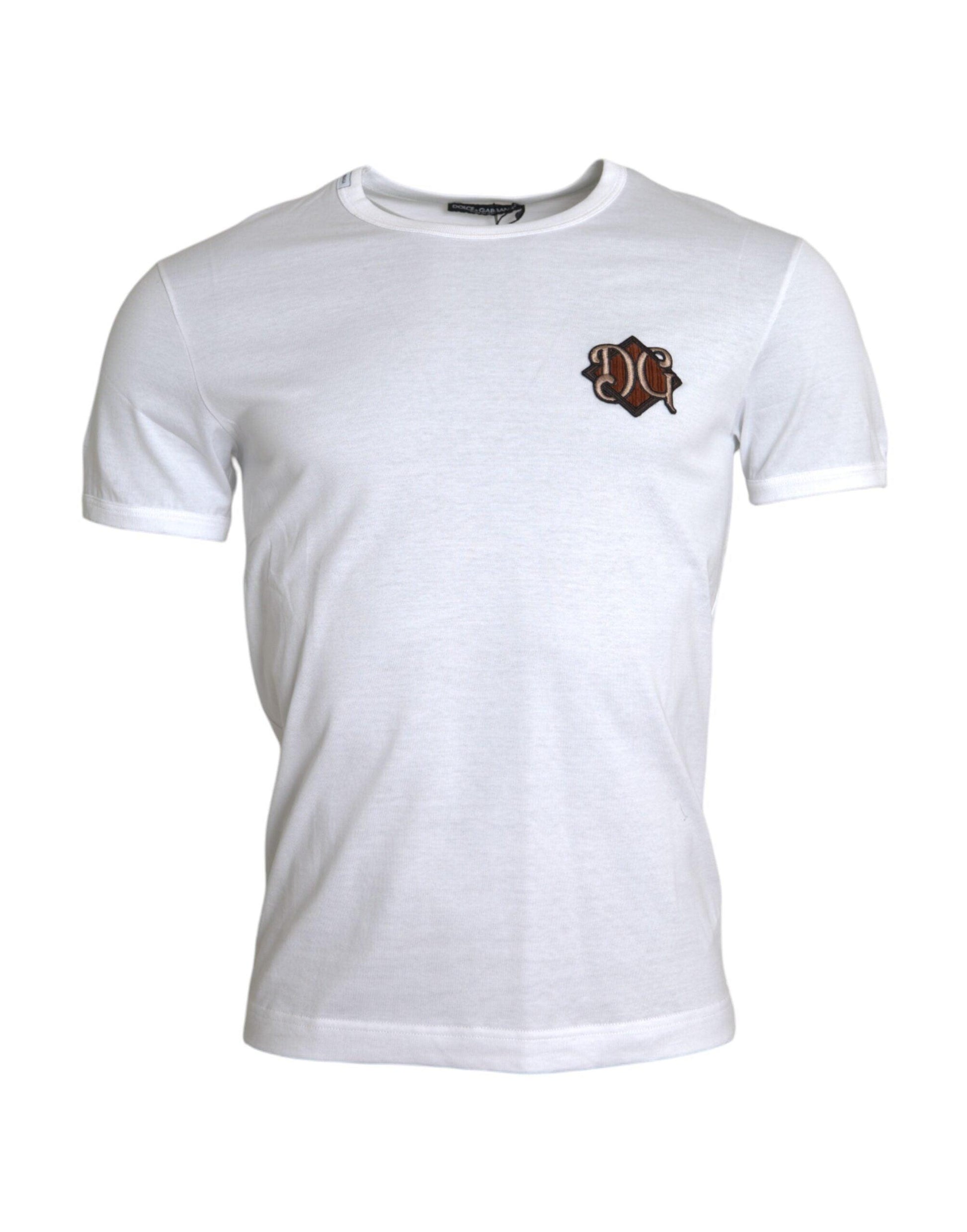 Dolce & Gabbana White Logo Embroidery Short Sleeve T-shirt - Arichezz.store