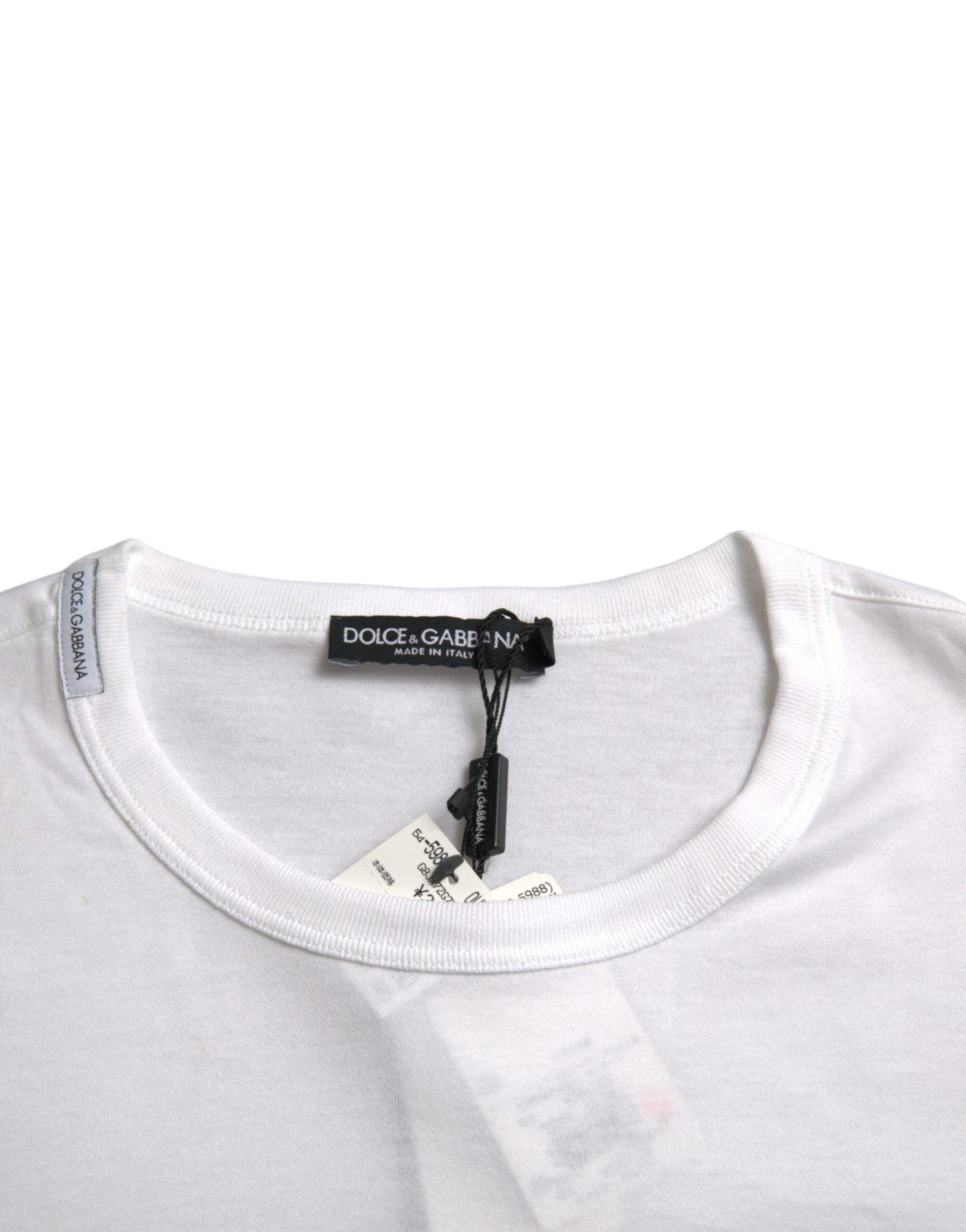 Dolce & Gabbana White Logo Embroidery Short Sleeve T-shirt - Arichezz.store