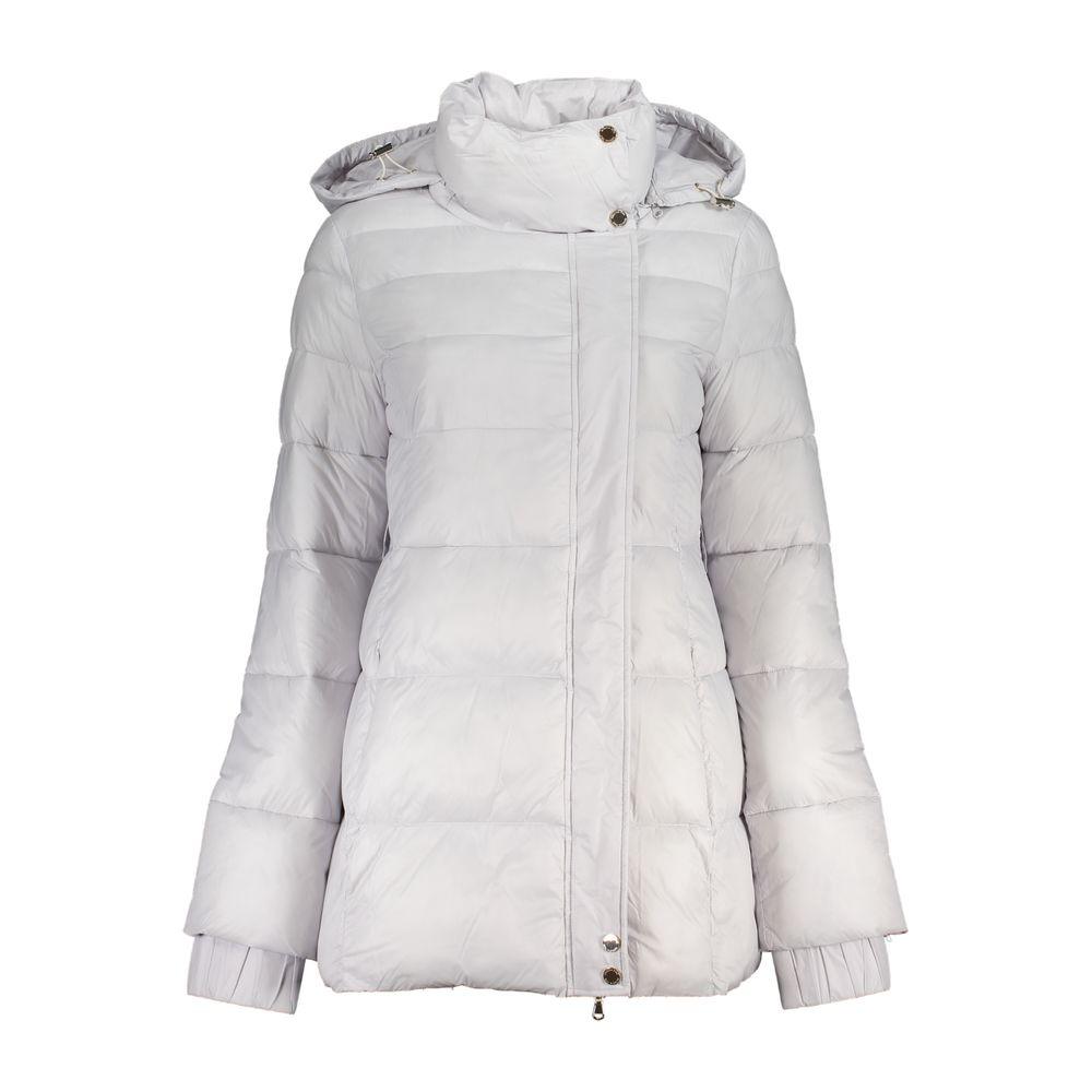 Patrizia Pepe Women's White Polyamide Jacket with Removable Hood - Arichezz.store