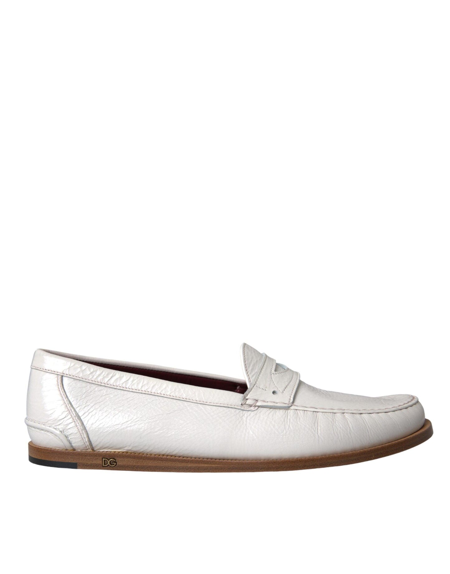 Dolce & Gabbana White Leather Slip On Mocassin Loafers Shoes - Arichezz.store