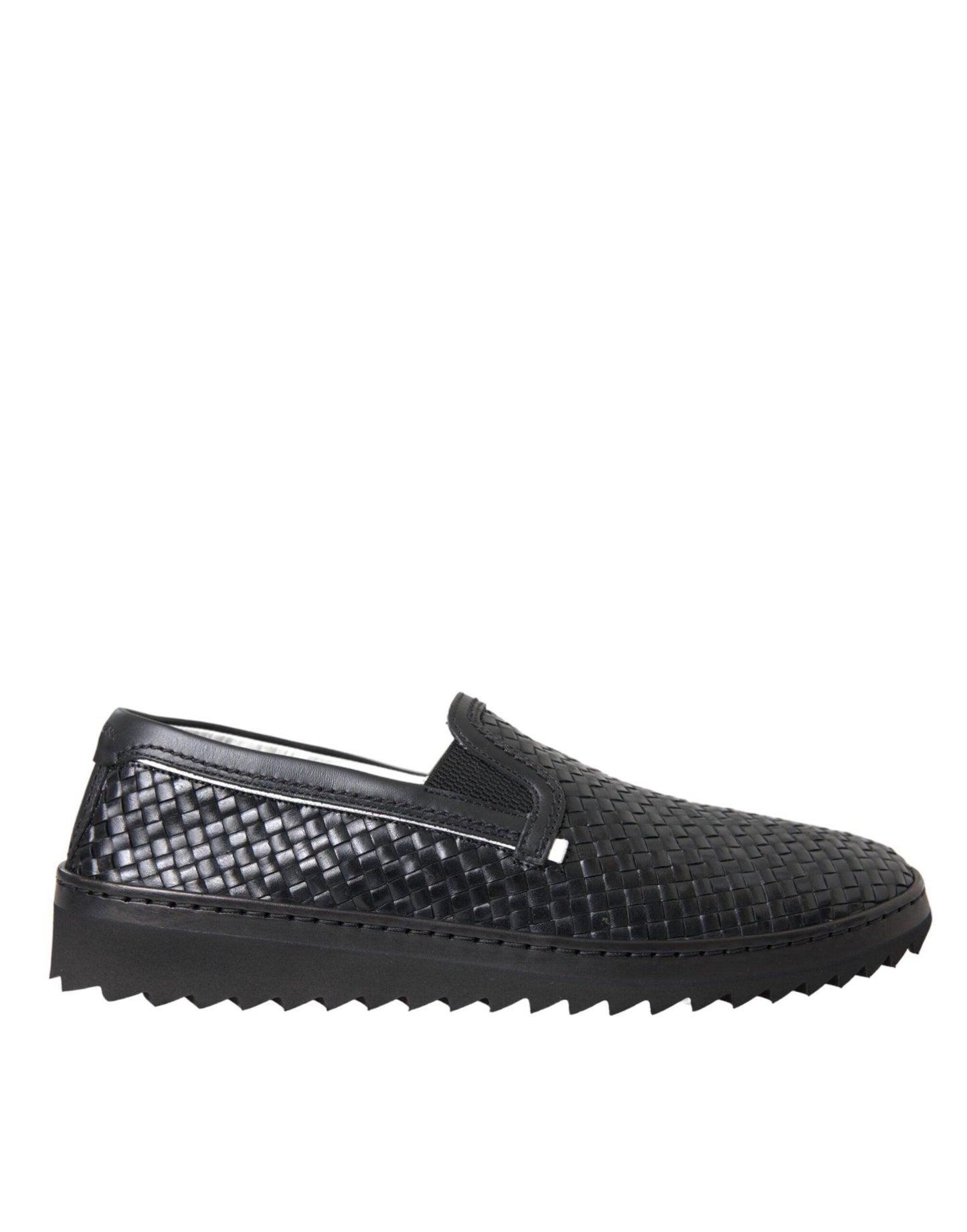 Dolce & Gabbana Black Woven Buffalo Leather Men Loafers Shoes - Arichezz.store