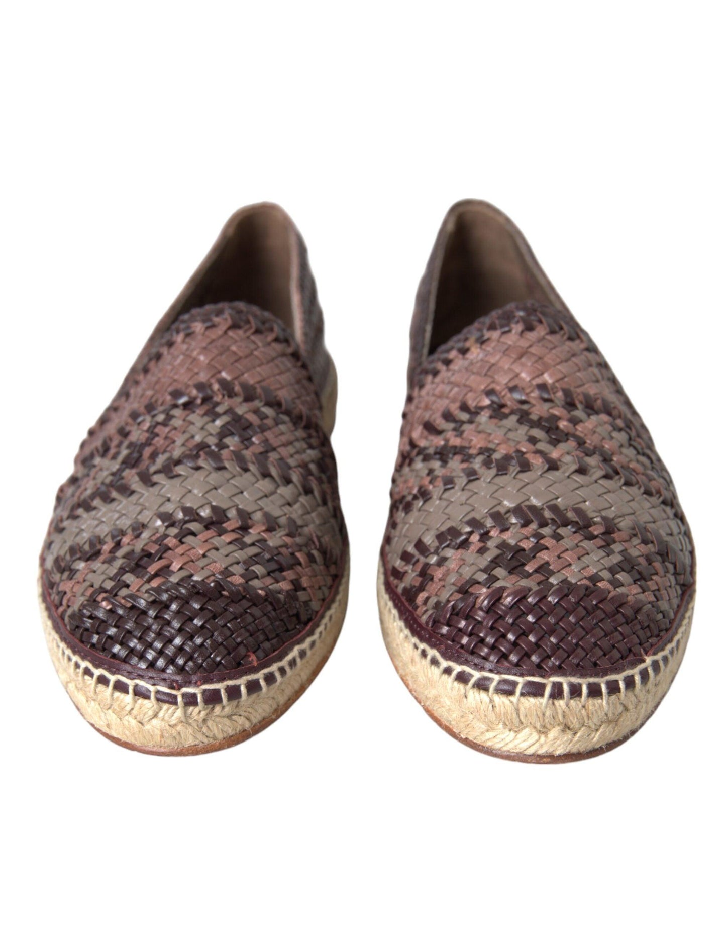 Dolce & Gabbana Brown Buffalo Leather Espadrille Flats Shoes - Arichezz.store