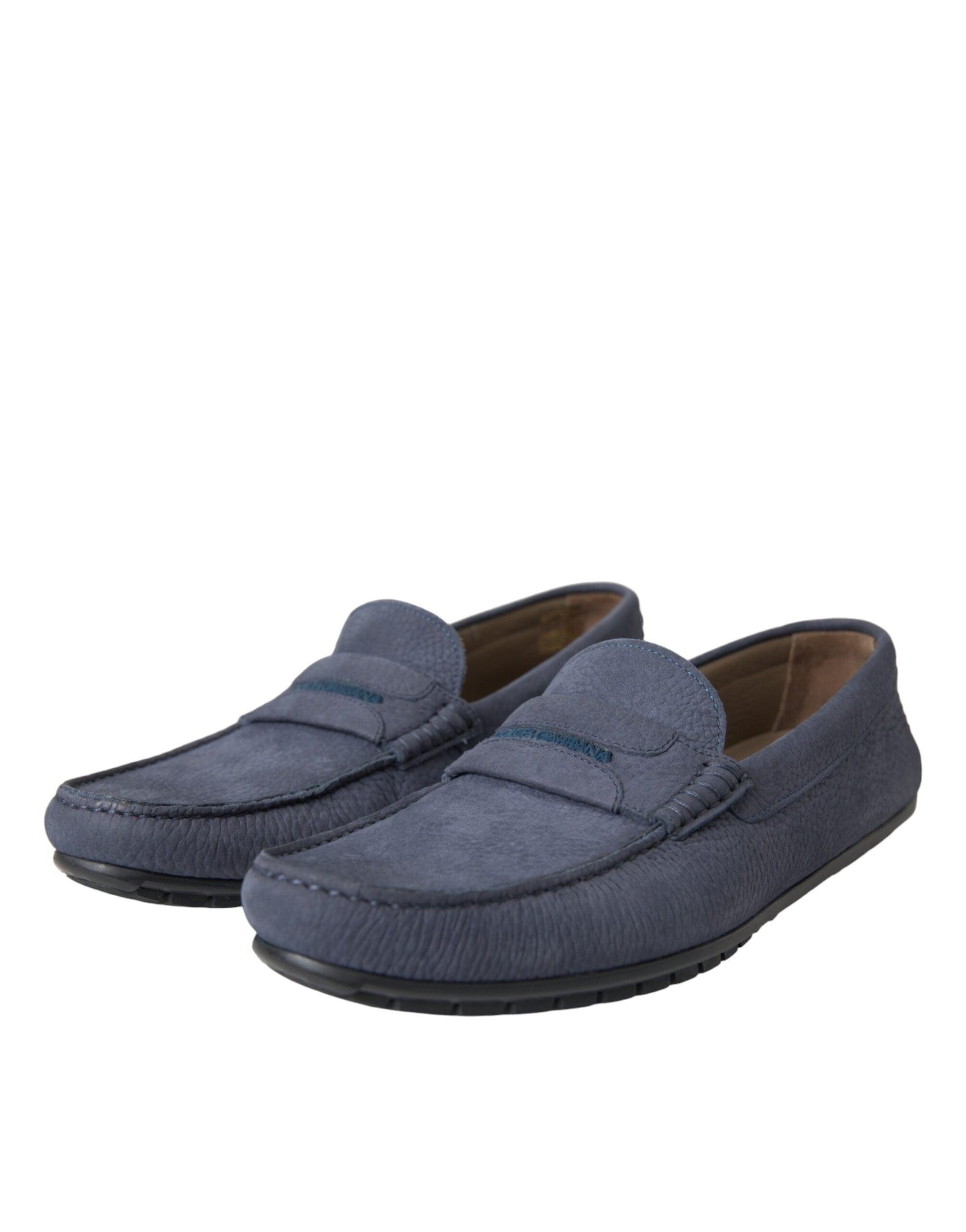 Dolce & Gabbana Blue Calf Leather Slip On Moccasin Shoes - Arichezz.store