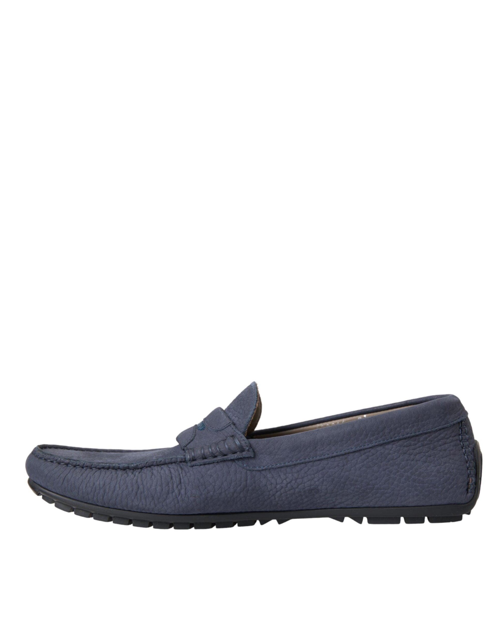 Dolce & Gabbana Blue Calf Leather Slip On Moccasin Shoes - Arichezz.store