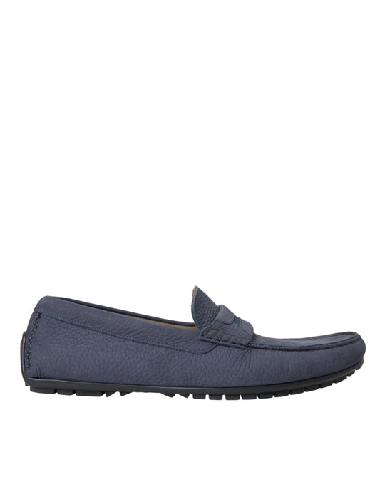 Dolce & Gabbana Blue Calf Leather Slip On Moccasin Shoes - Arichezz.store