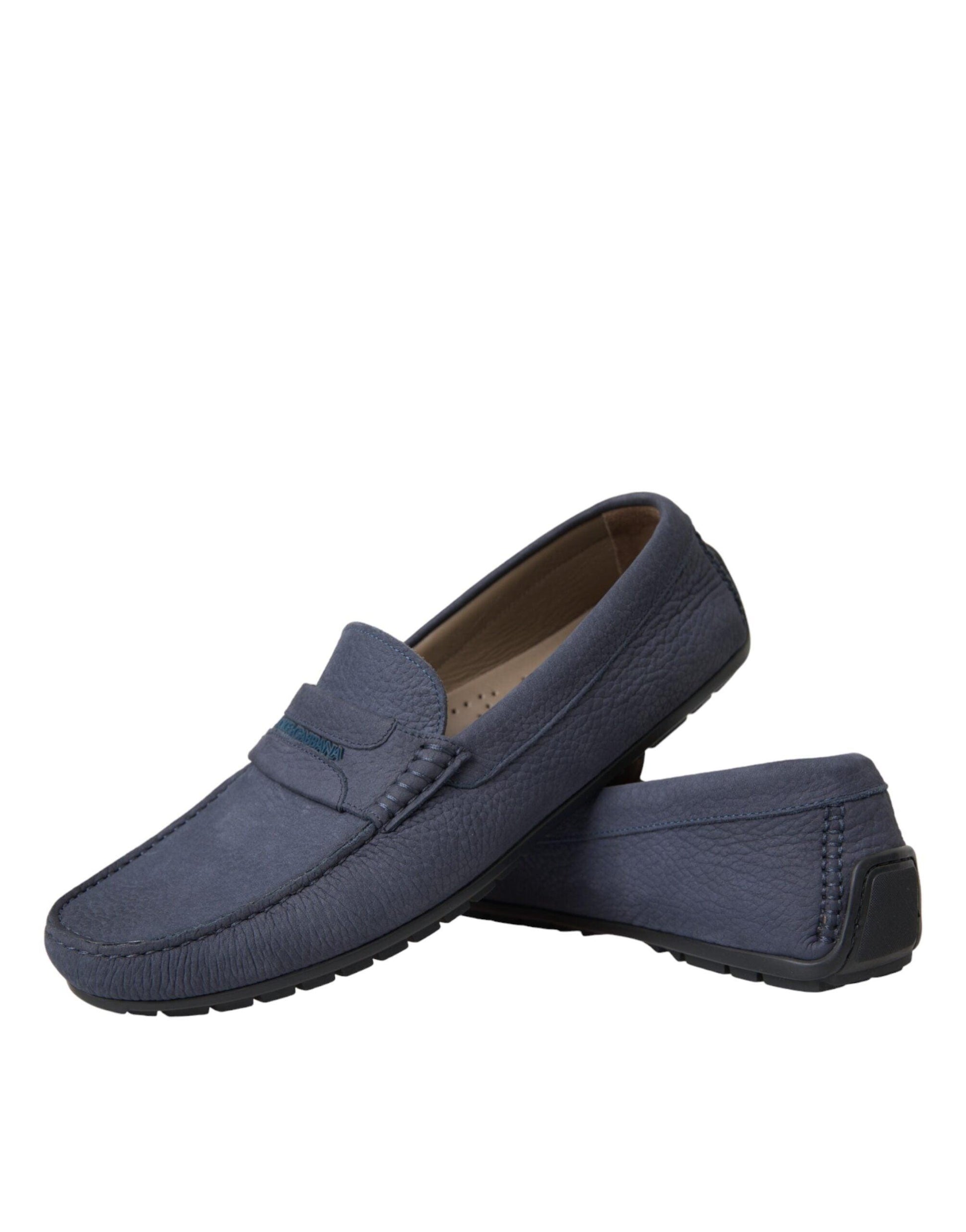 Dolce & Gabbana Blue Calf Leather Slip On Moccasin Shoes - Arichezz.store