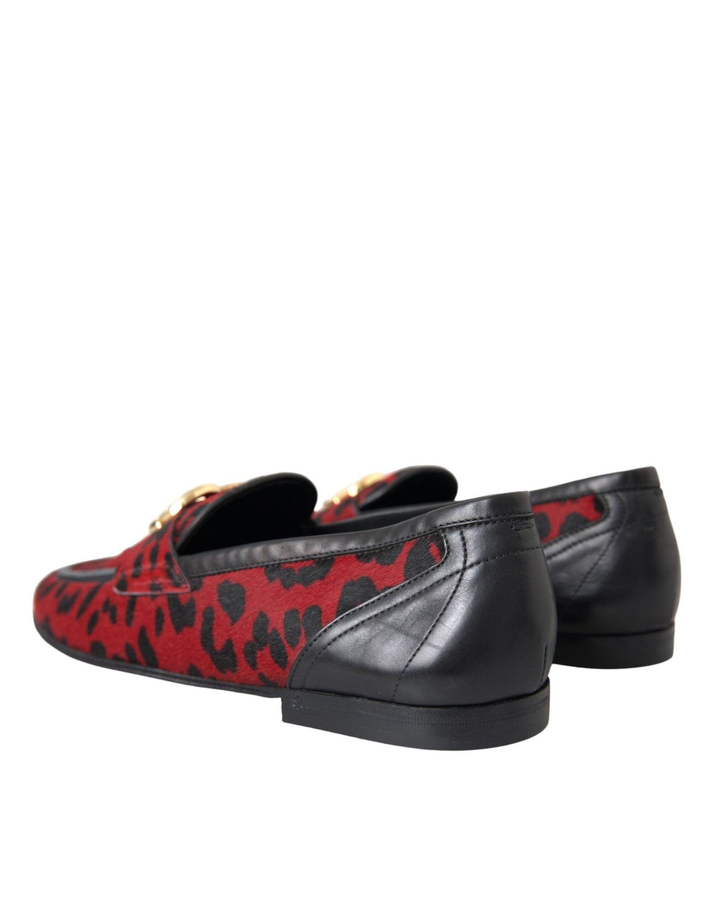 Dolce & Gabbana Red Black Leopard DG Loafers Formal Men Shoes - Arichezz.store