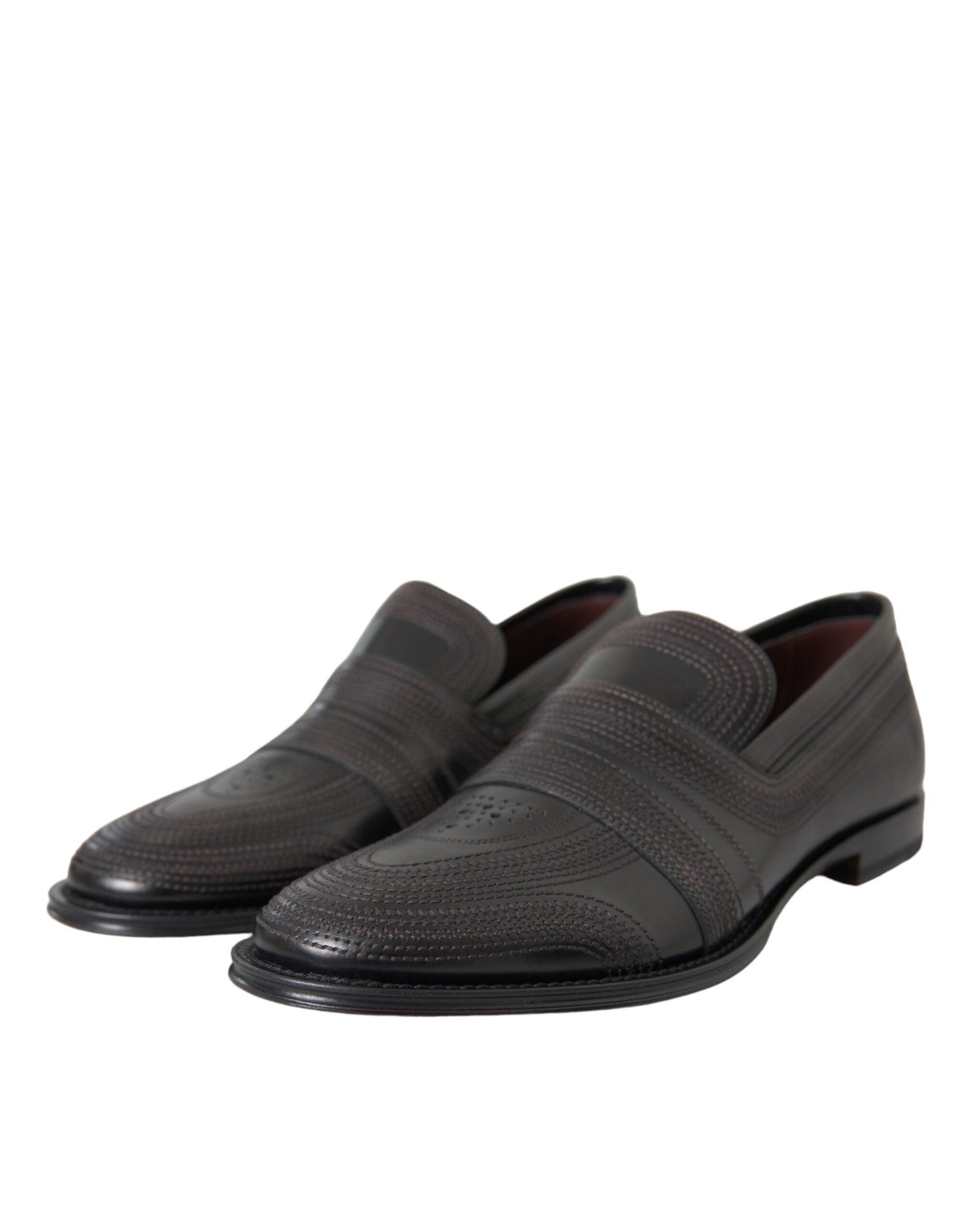 Dolce & Gabbana Black Brown Leather Loafer Men Dress Shoes - Arichezz.store