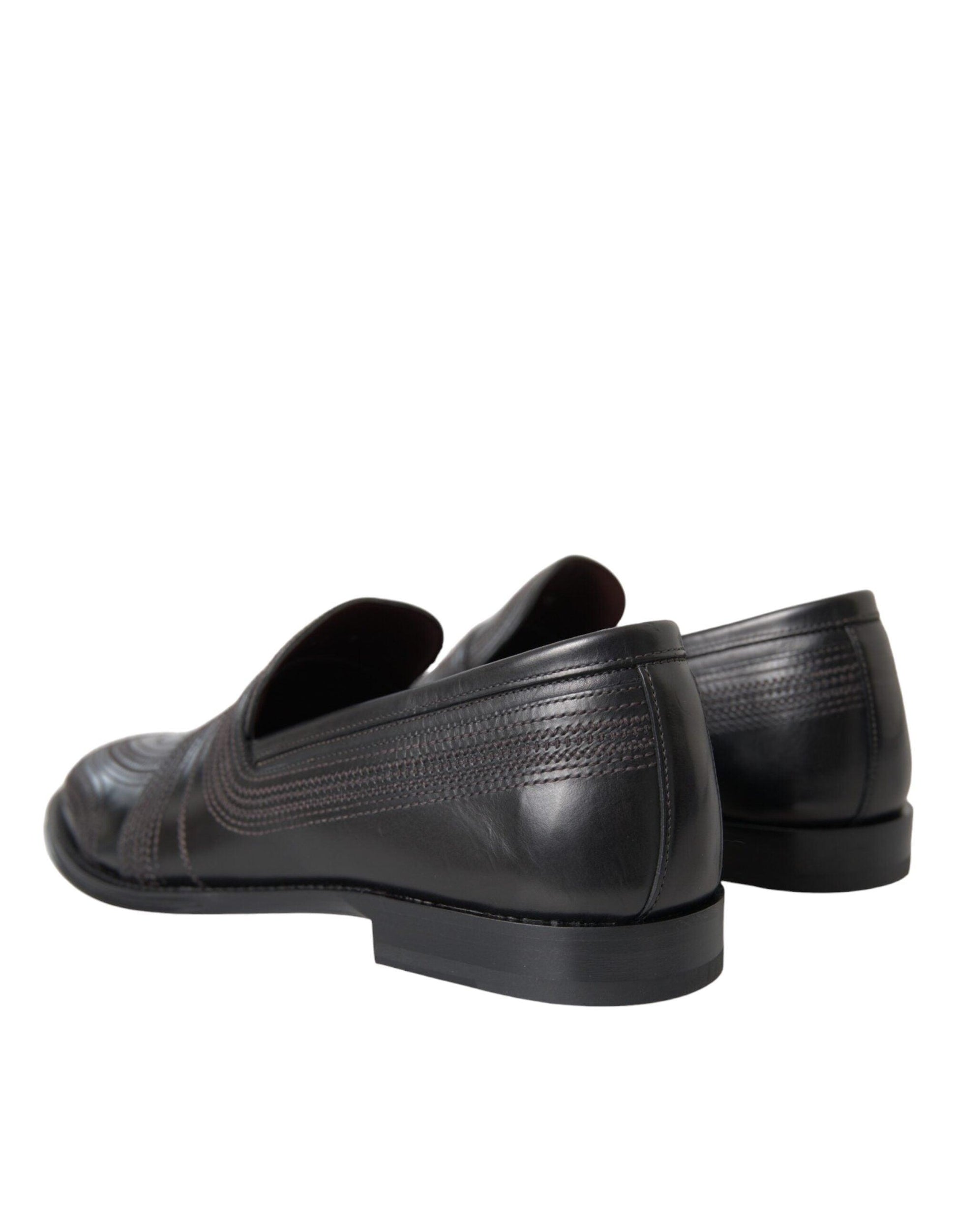 Dolce & Gabbana Black Brown Leather Loafer Men Dress Shoes - Arichezz.store