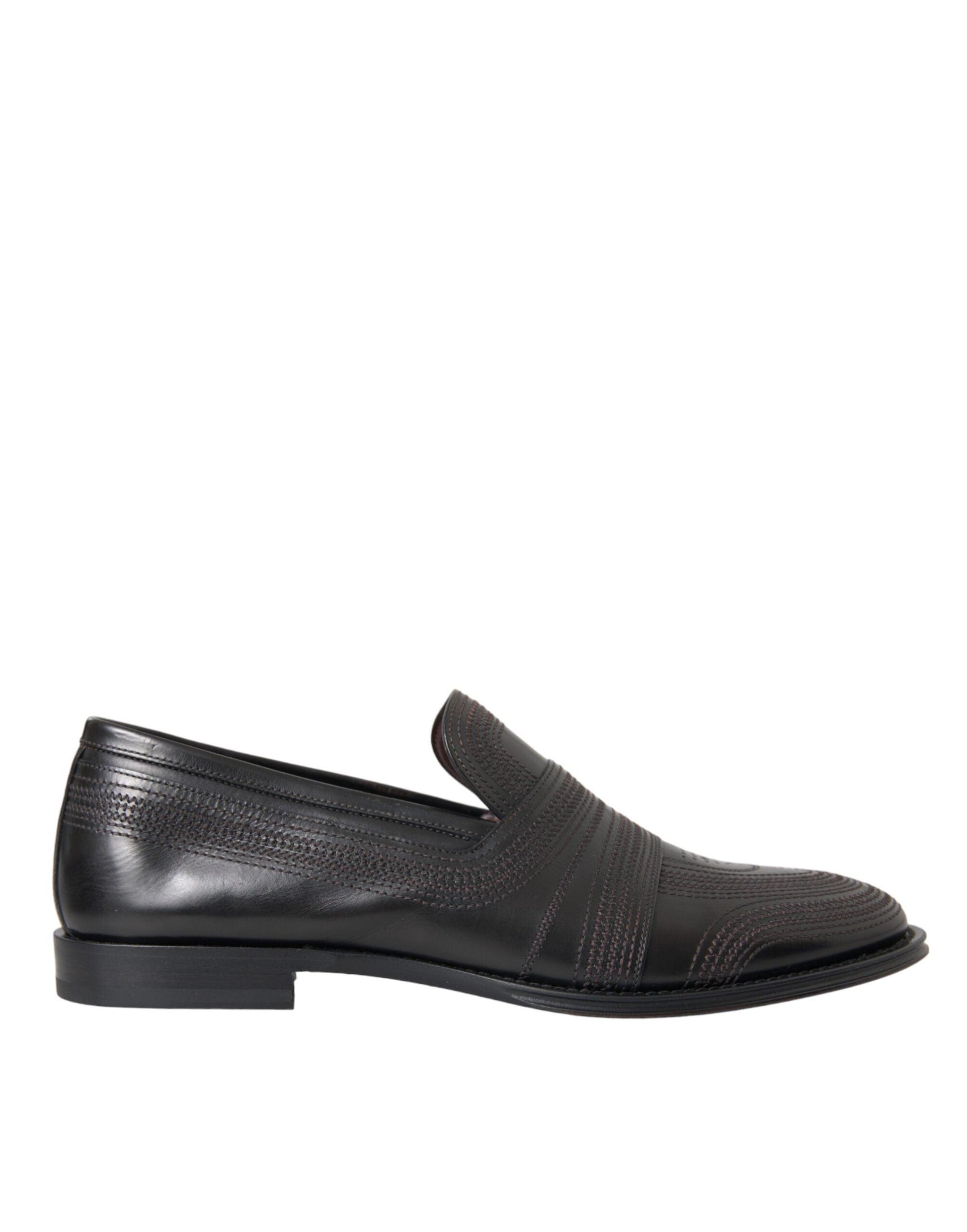 Dolce & Gabbana Black Brown Leather Loafer Men Dress Shoes - Arichezz.store