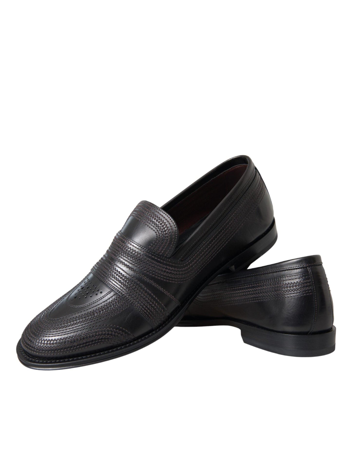 Dolce & Gabbana Black Brown Leather Loafer Men Dress Shoes - Arichezz.store