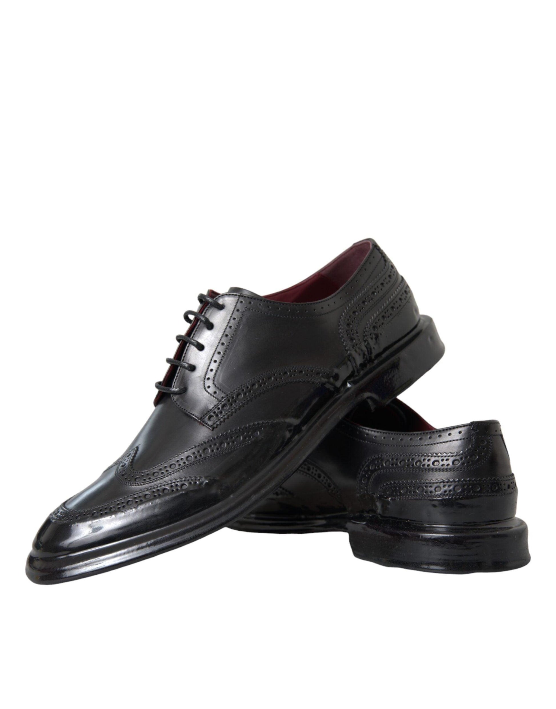 Dolce & Gabbana Black Leather Oxford Wingtip Formal Men Shoes - Arichezz.store