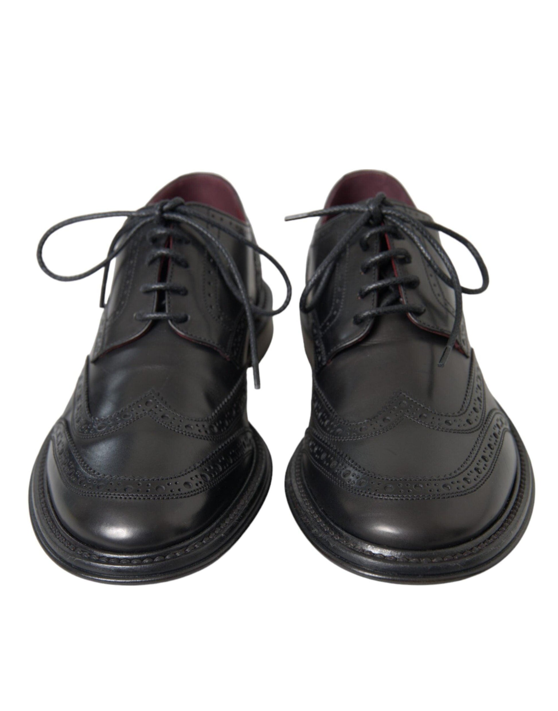 Dolce & Gabbana Black Leather Oxford Wingtip Formal Men Shoes - Arichezz.store