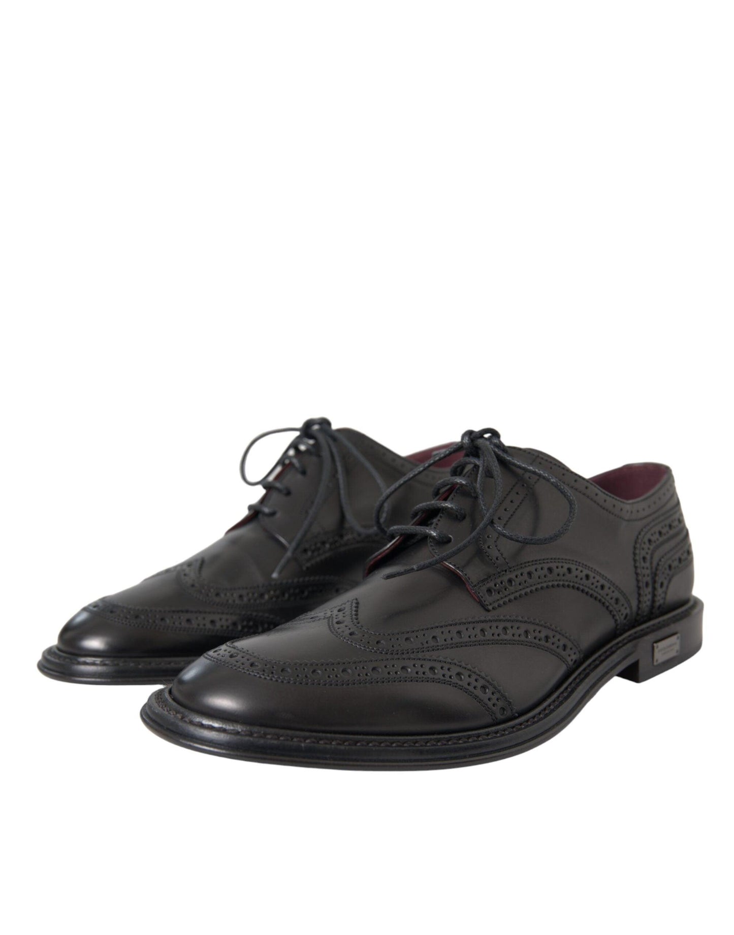 Dolce & Gabbana Black Leather Oxford Wingtip Formal Men Shoes - Arichezz.store