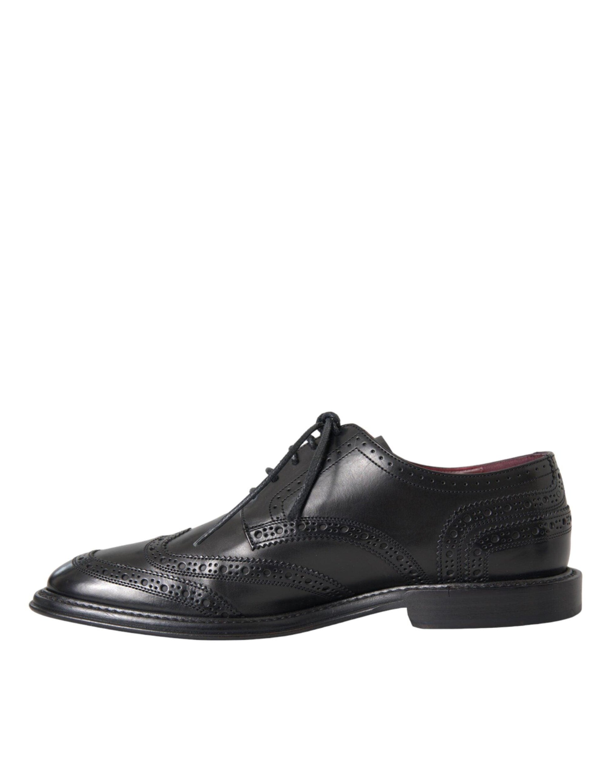 Dolce & Gabbana Black Leather Oxford Wingtip Formal Men Shoes - Arichezz.store