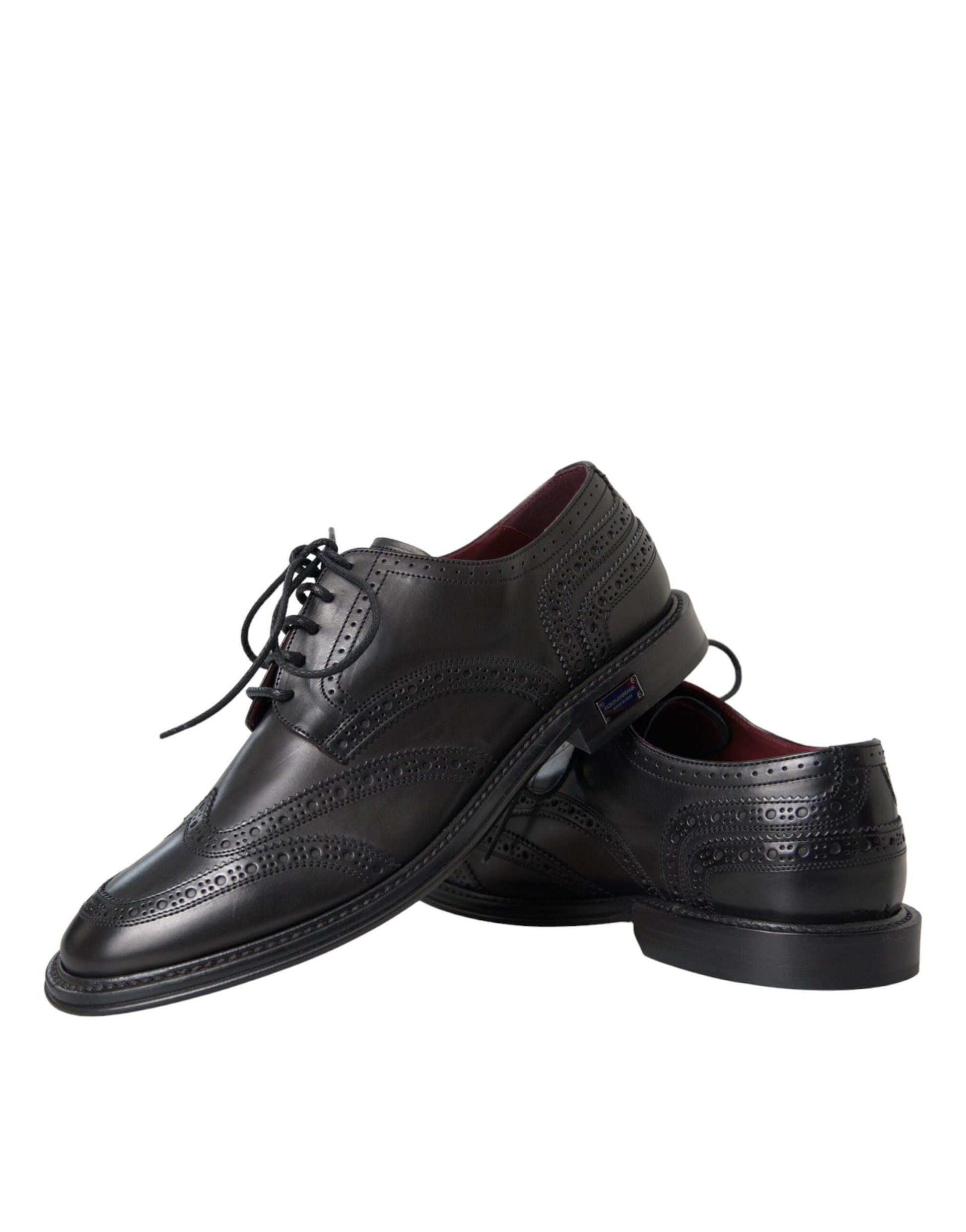 Dolce & Gabbana Black Leather Oxford Wingtip Formal Men Shoes - Arichezz.store