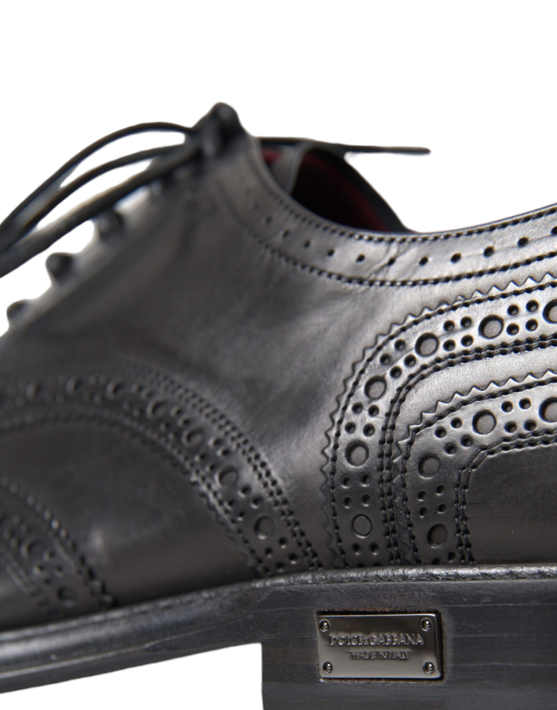 Dolce & Gabbana Black Leather Oxford Wingtip Formal Men Shoes - Arichezz.store