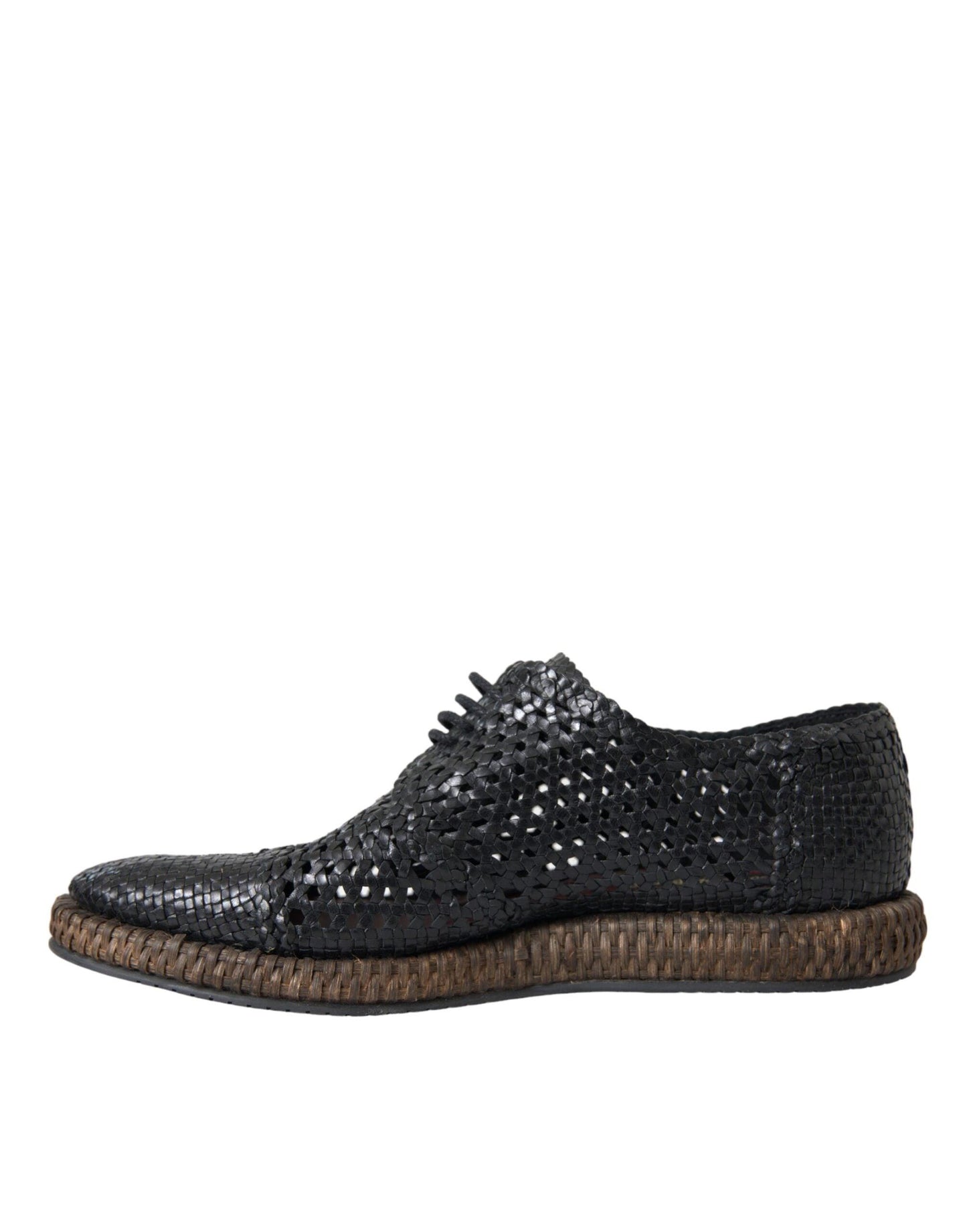 Dolce & Gabbana Black Woven Goat Leather Lace Up Derby Shoes - Arichezz.store