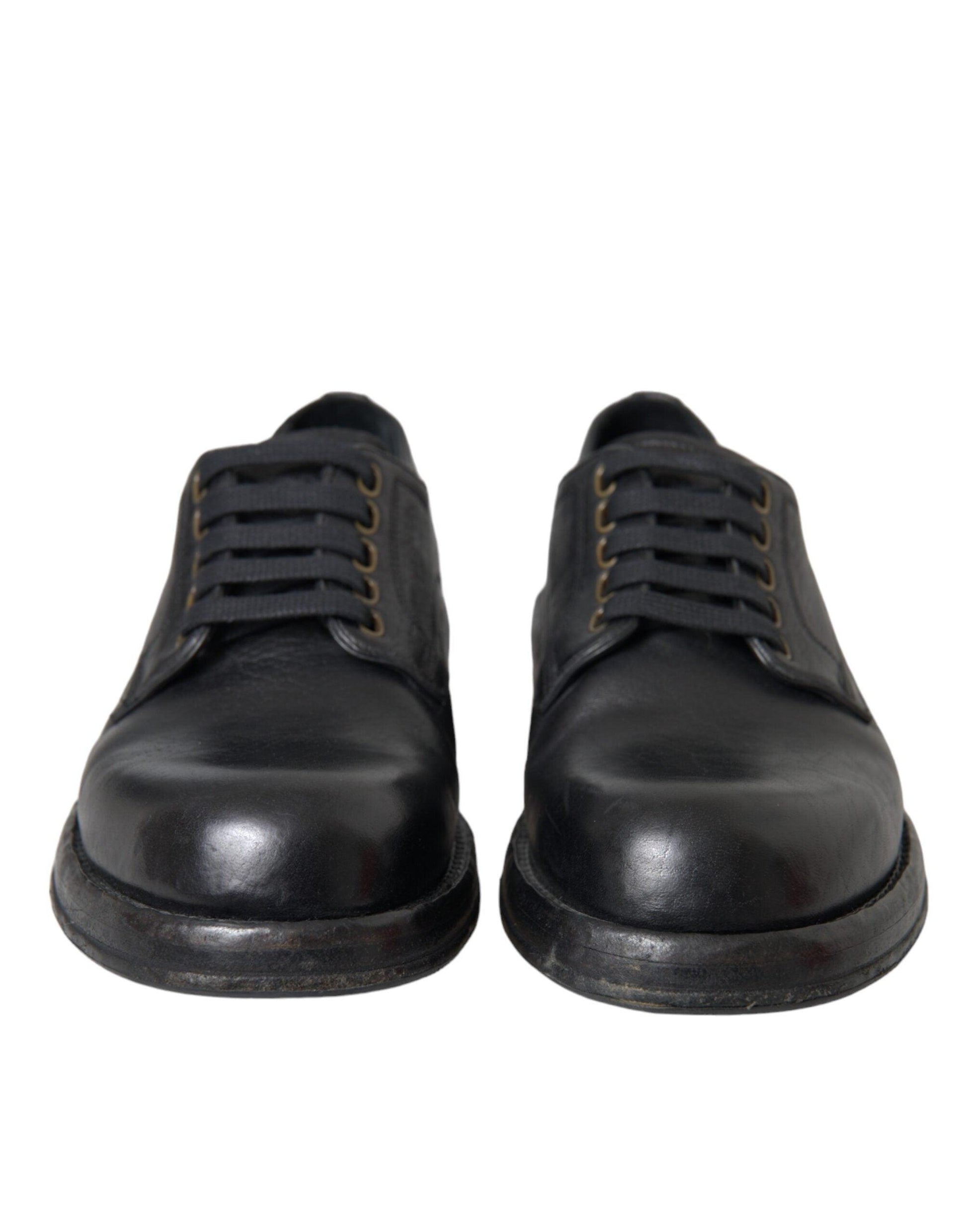 Dolce & Gabbana Black Horse Leather Derby Men Dress Shoes - Arichezz.store