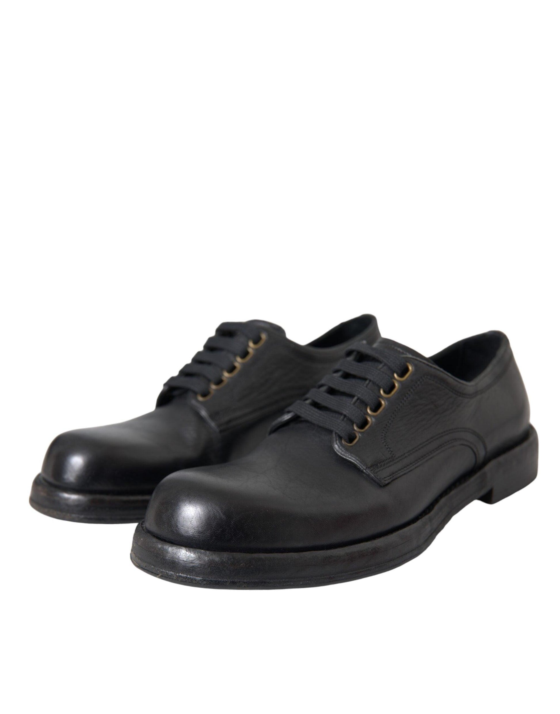 Dolce & Gabbana Black Horse Leather Derby Men Dress Shoes - Arichezz.store