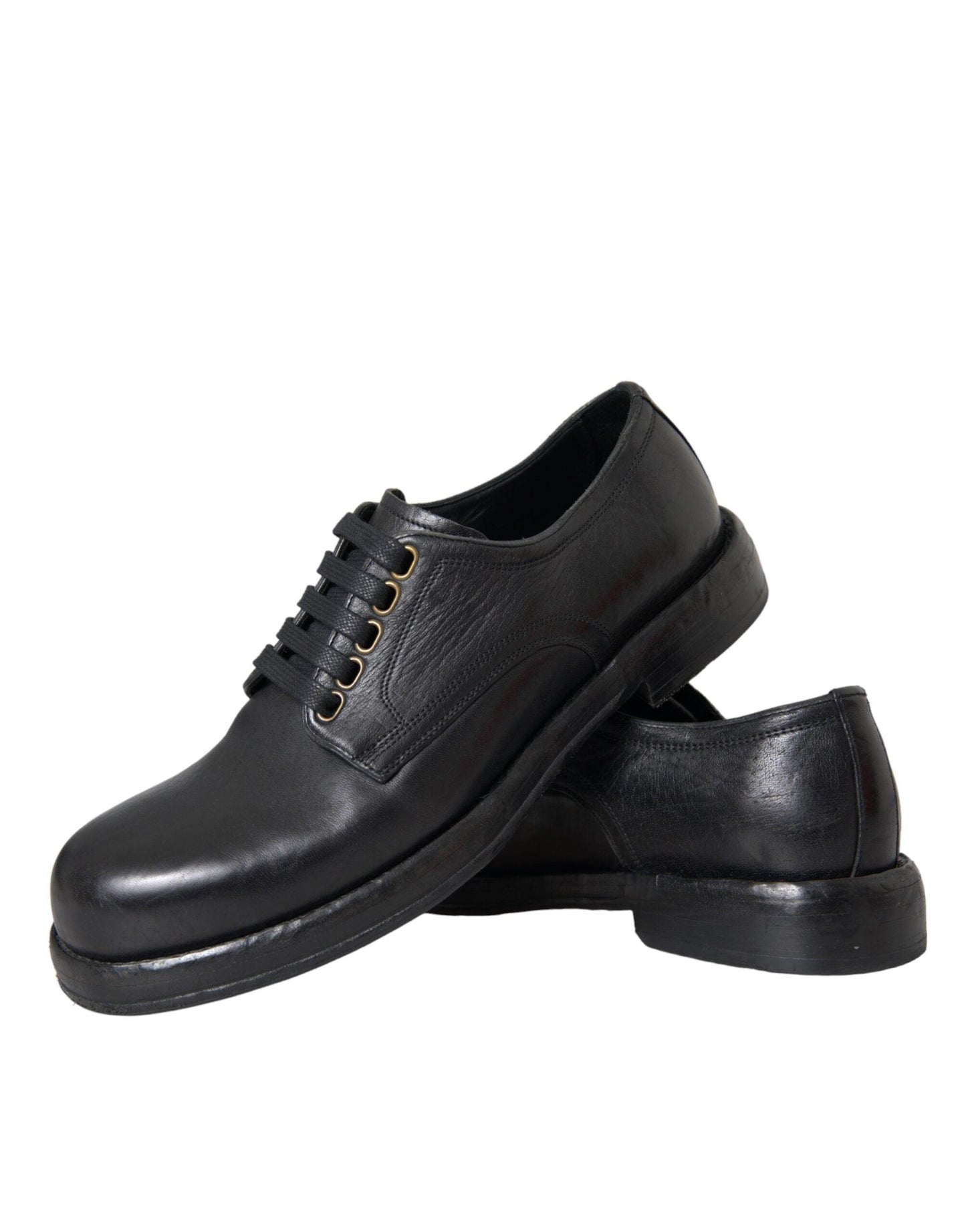 Dolce & Gabbana Black Horse Leather Derby Men Dress Shoes - Arichezz.store