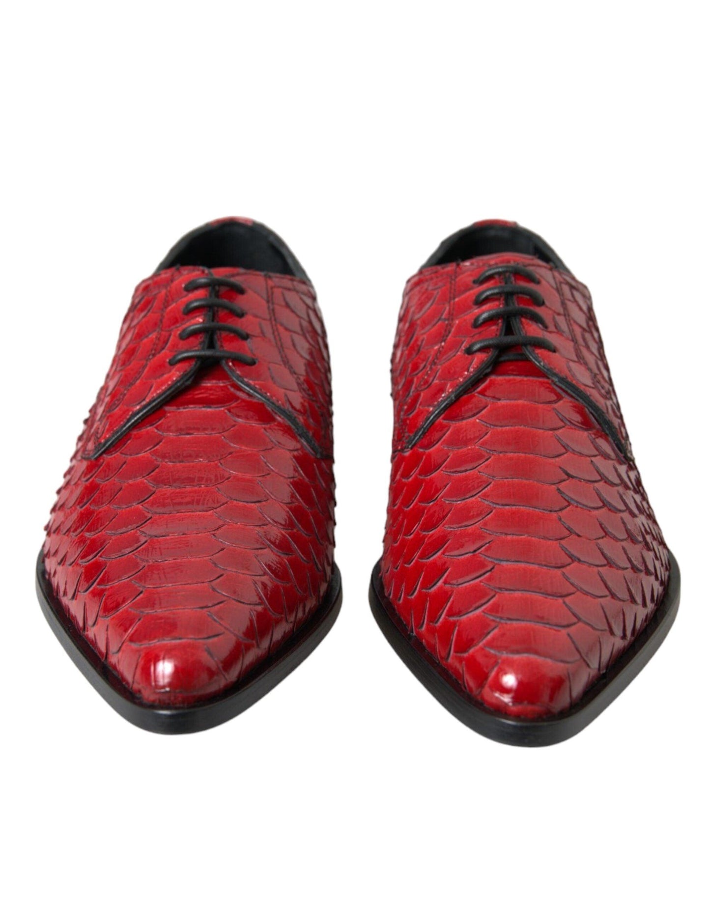 Dolce & Gabbana Red Textured Varnished Derby Men Formal Shoes - Arichezz.store