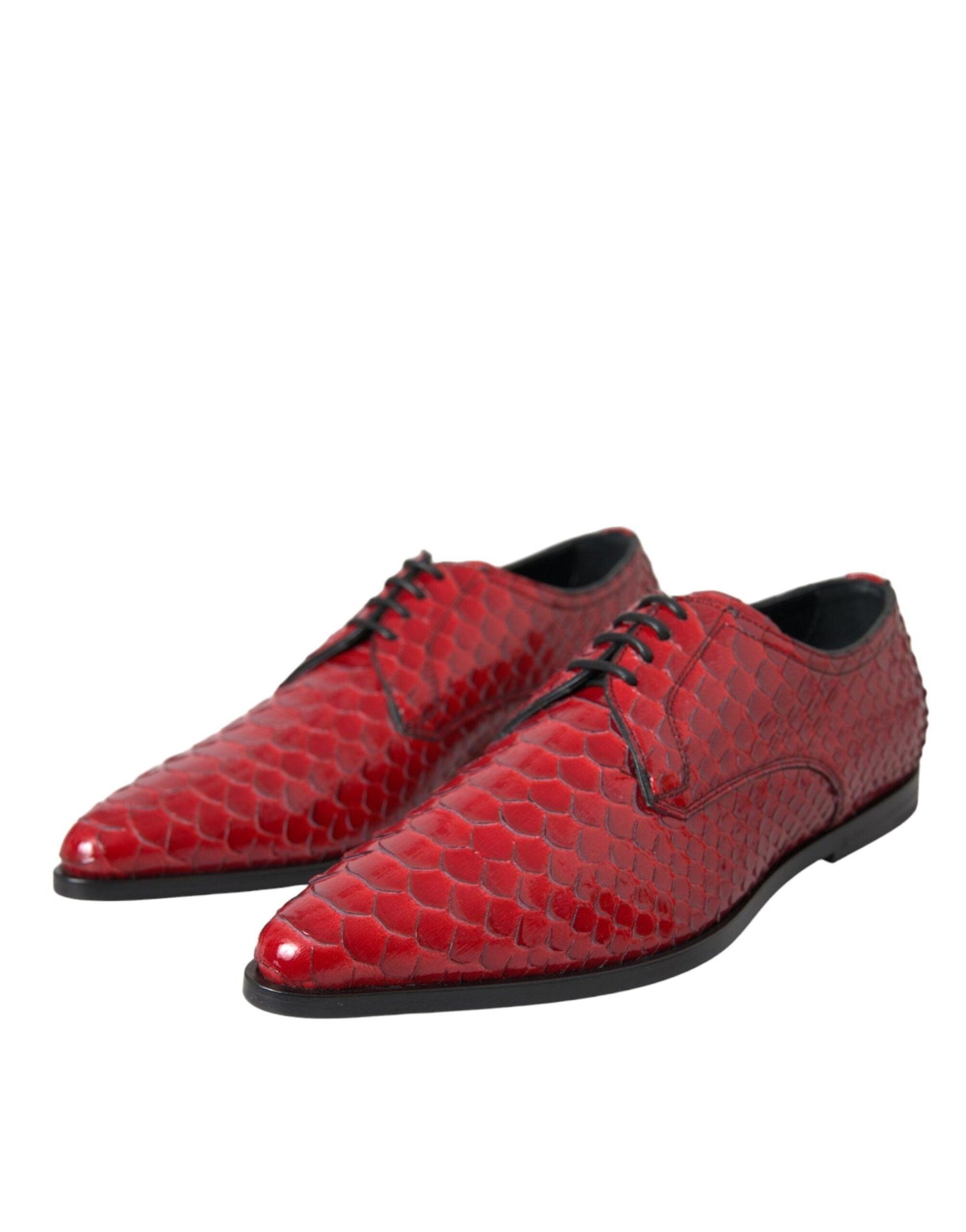 Dolce & Gabbana Red Textured Varnished Derby Men Formal Shoes - Arichezz.store